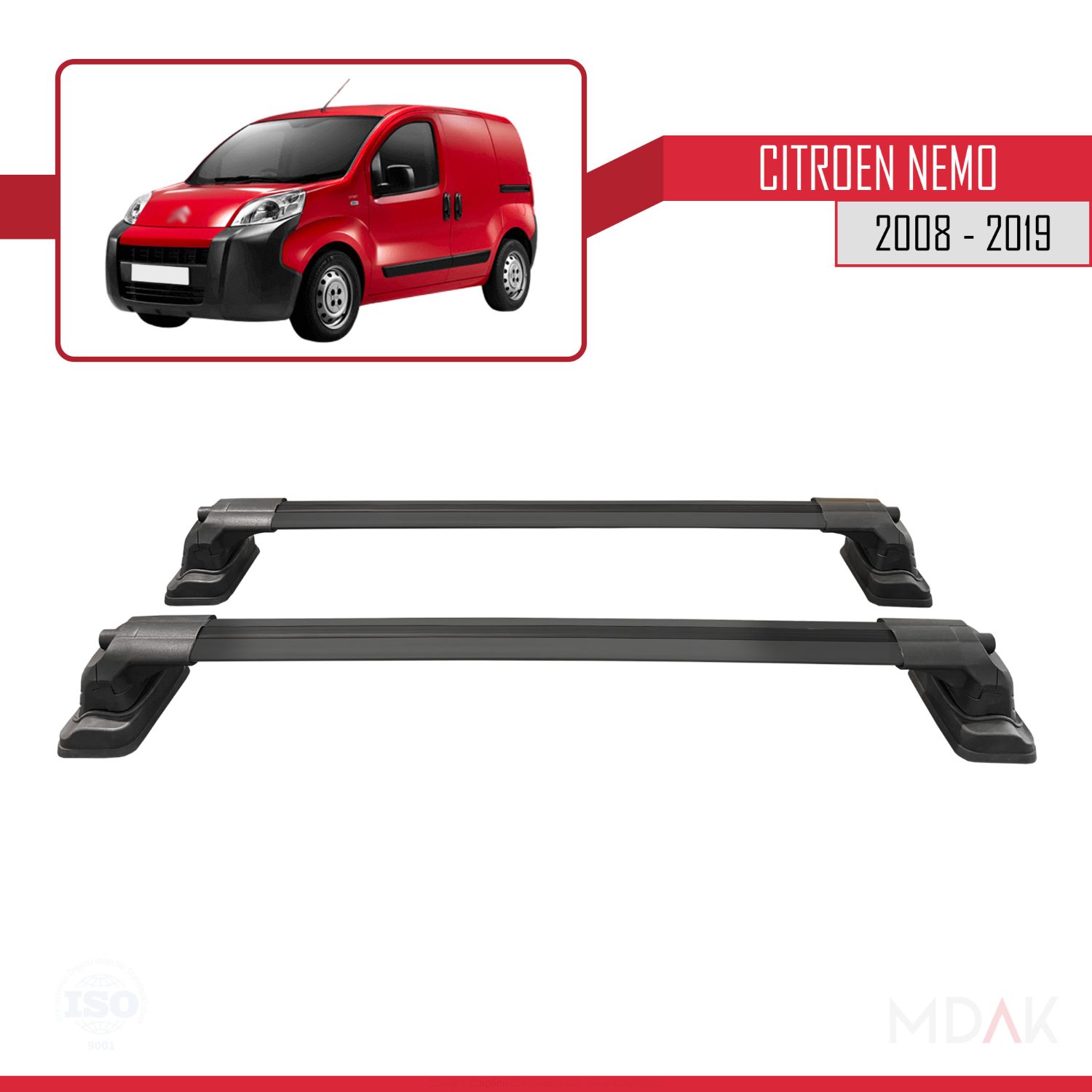 Citroen Nemo 2008-2019 Arası ile Uyumlu ACE-3 Ara Atkı Tavan Barı Siyah 2 Adet - Görsel 4