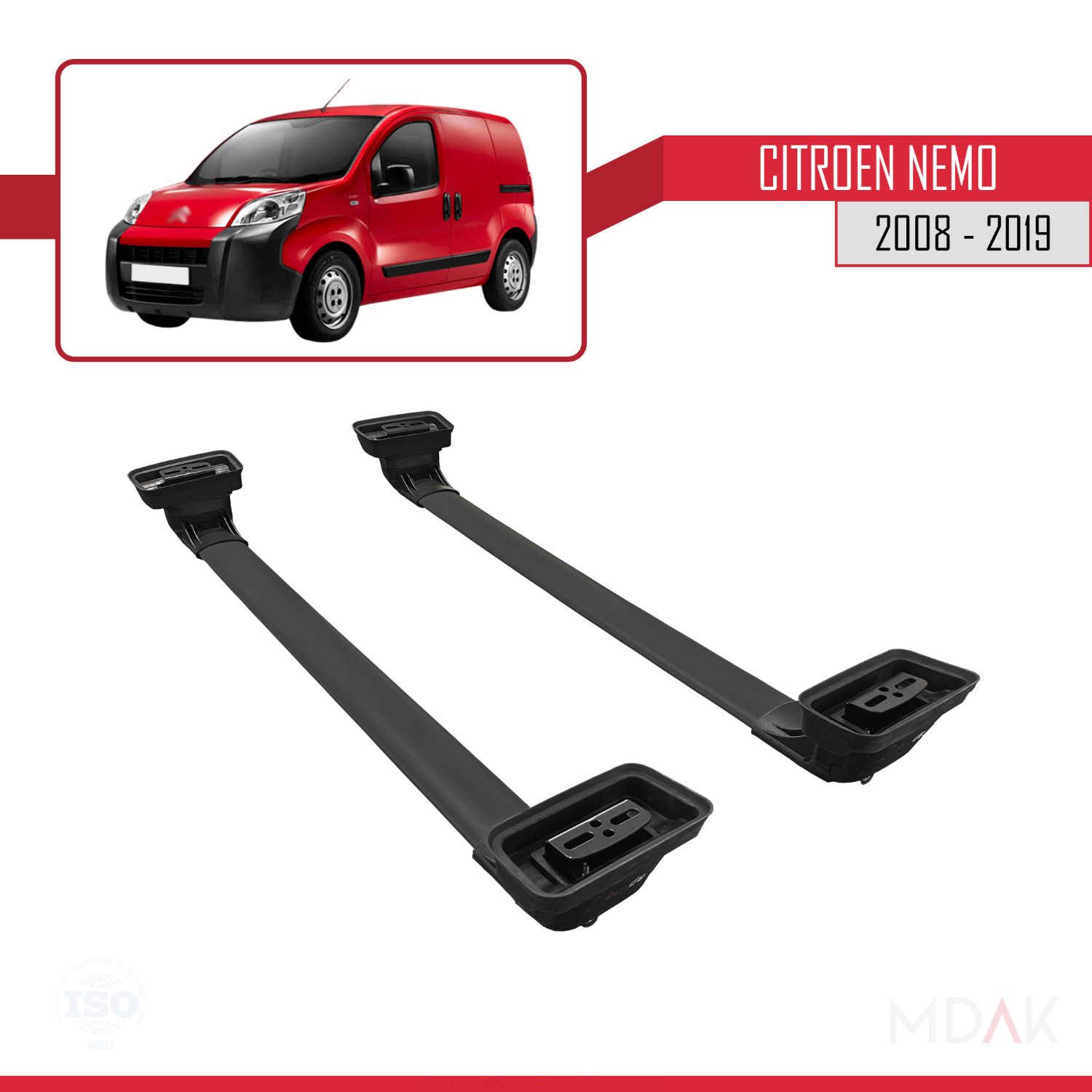 Citroen Nemo 2008-2019 Arası ile Uyumlu ACE-3 Ara Atkı Tavan Barı Siyah 2 Adet - Görsel 5