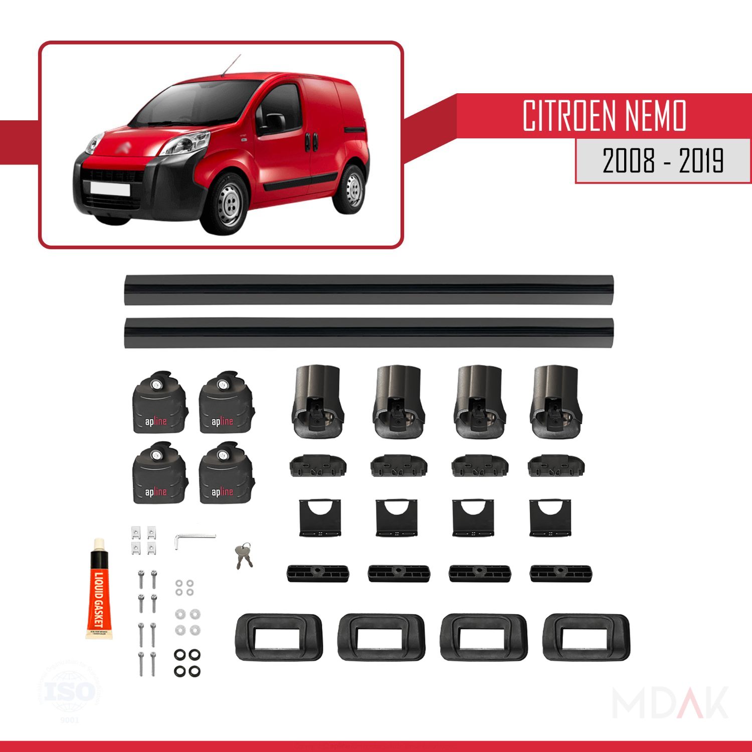 Citroen Nemo 2008-2019 Arası ile Uyumlu ACE-3 Ara Atkı Tavan Barı Siyah 2 Adet - Görsel 6