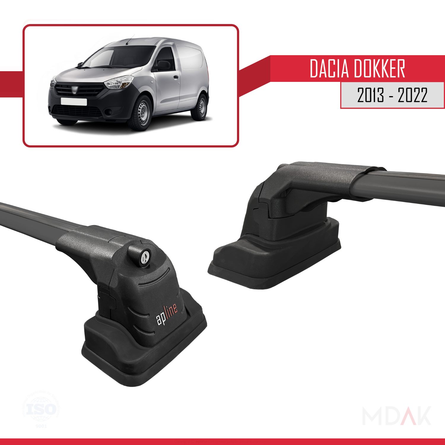 Dacia Dokker 2013-2022 Arası ile Uyumlu ACE-3 Ara Atkı Tavan Barı Siyah 2 Adet - Görsel 3