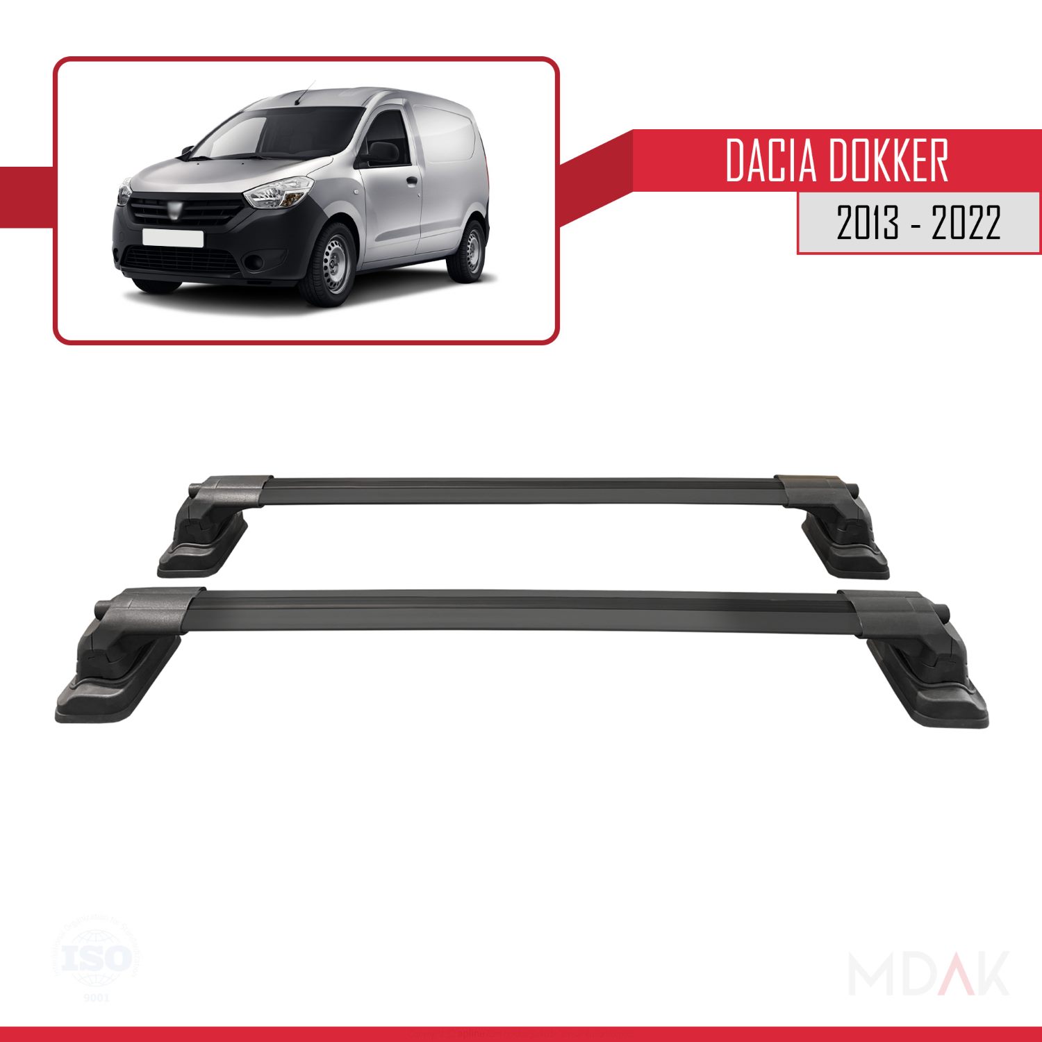 Dacia Dokker 2013-2022 Arası ile Uyumlu ACE-3 Ara Atkı Tavan Barı Siyah 2 Adet - Görsel 4
