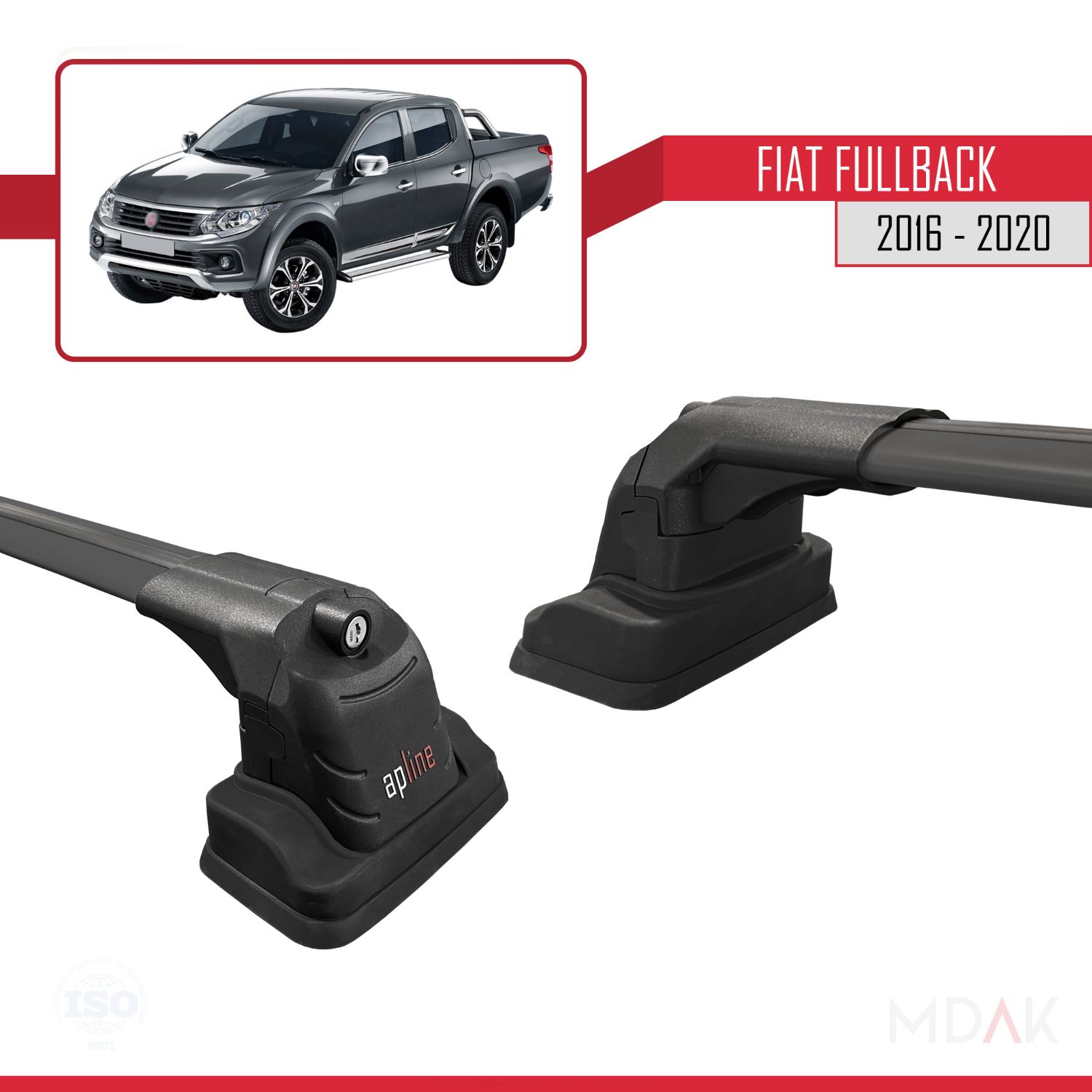 Fiat Fullback 2016-2020 Arası ile Uyumlu ACE-3 Ara Atkı Tavan Barı Siyah 2 Adet - Görsel 3