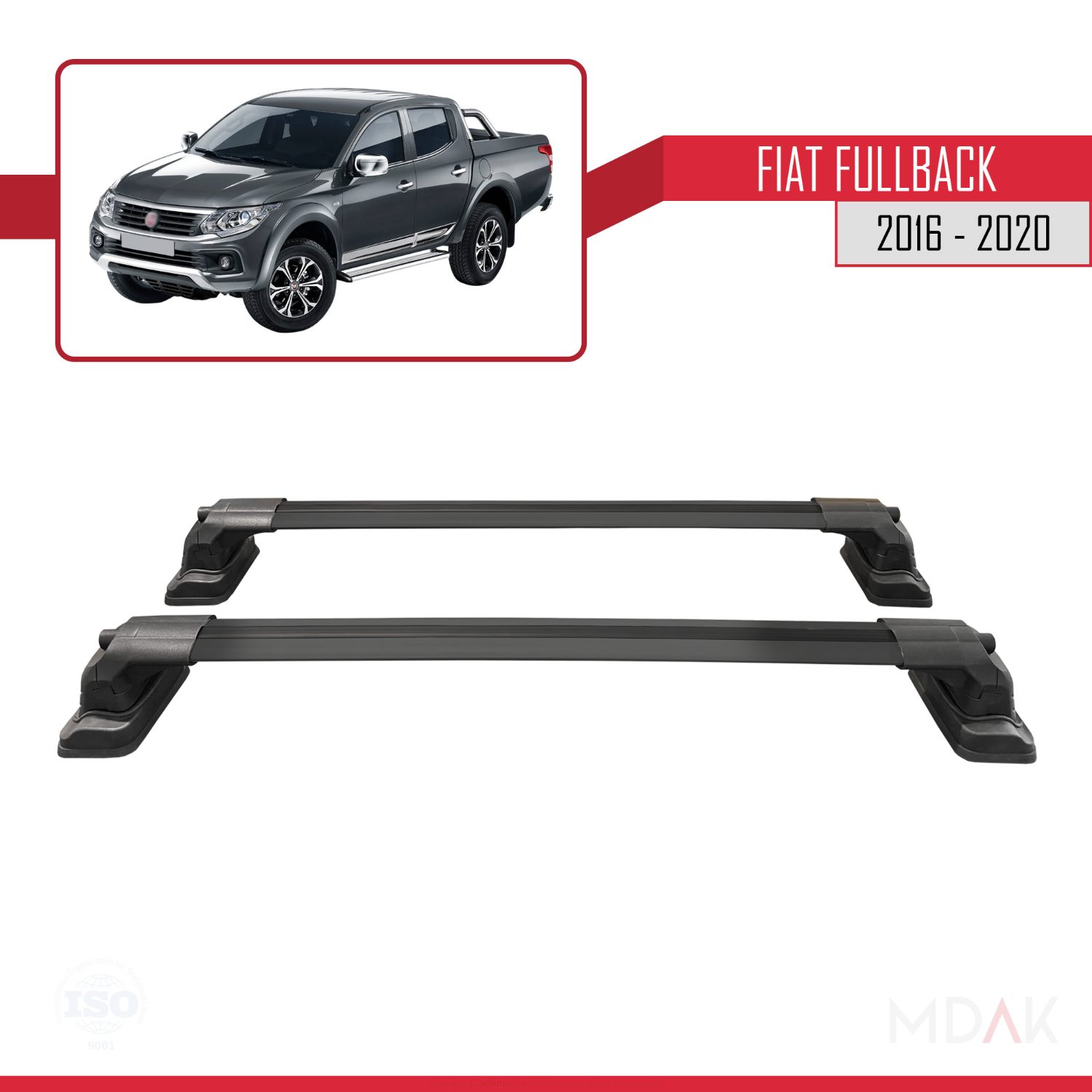 Fiat Fullback 2016-2020 Arası ile Uyumlu ACE-3 Ara Atkı Tavan Barı Siyah 2 Adet - Görsel 4
