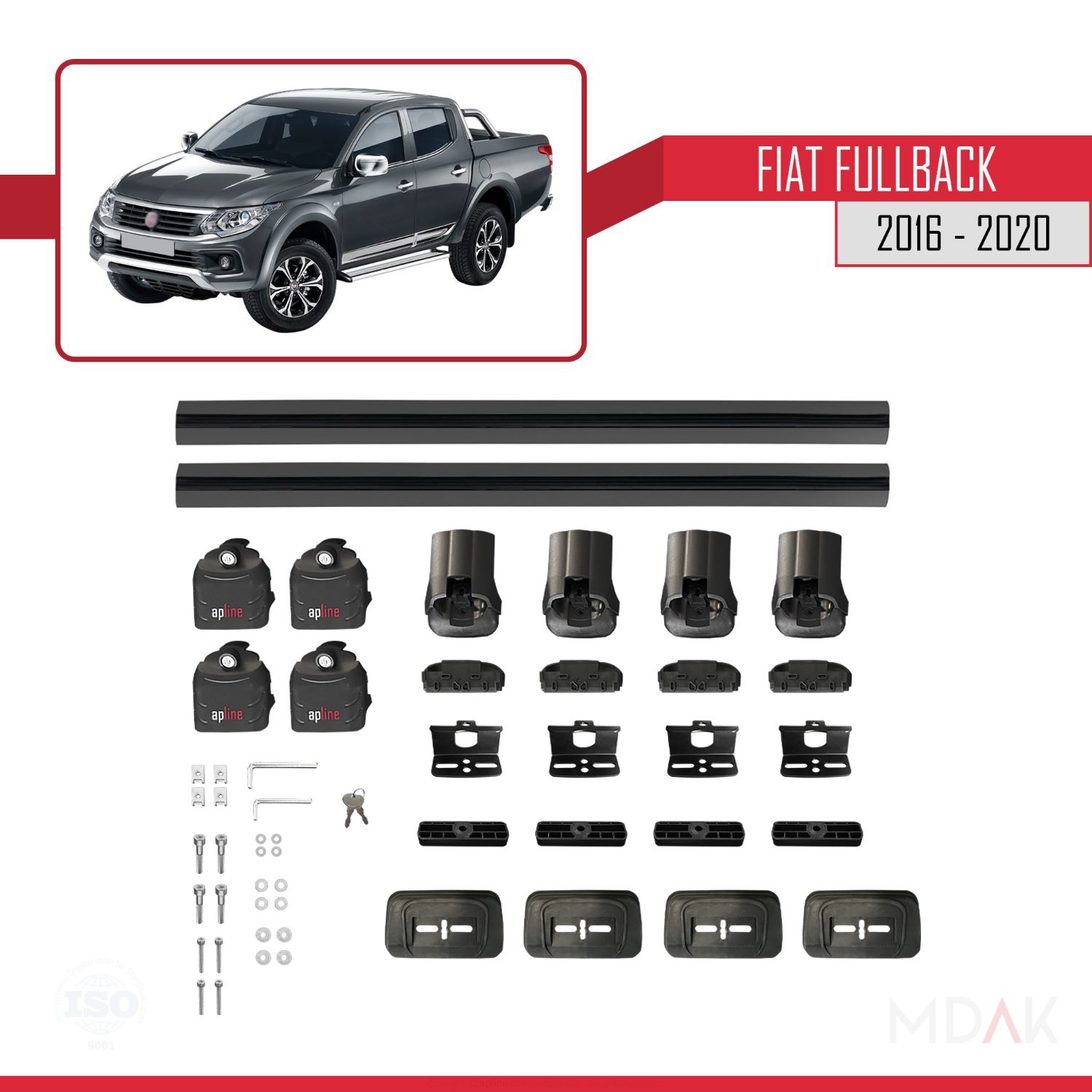 Fiat Fullback 2016-2020 Arası ile Uyumlu ACE-3 Ara Atkı Tavan Barı Siyah 2 Adet - Görsel 6