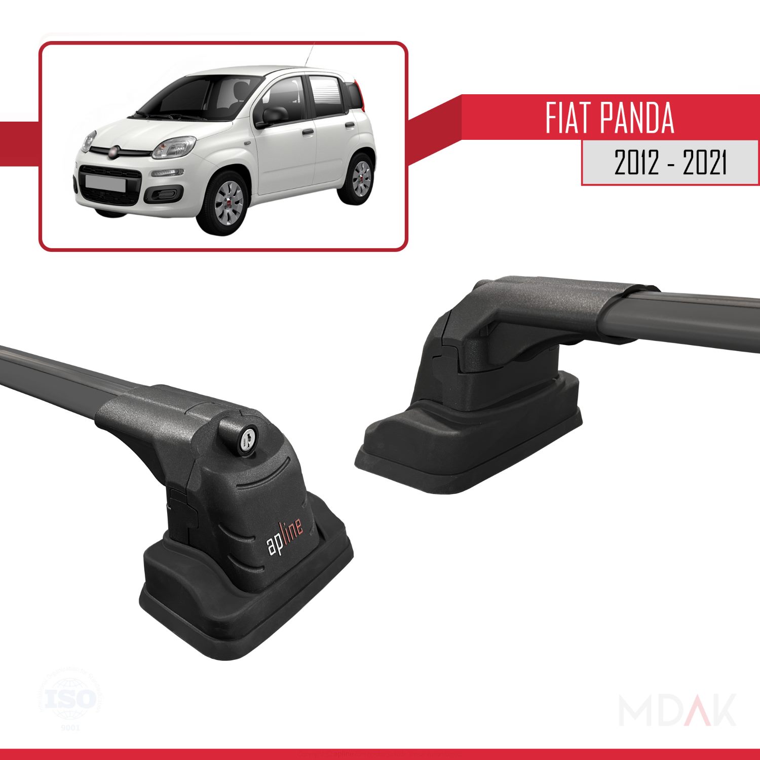 Fiat Panda (319) 2012-2021 Arası ile Uyumlu ACE-3 Ara Atkı Tavan Barı Siyah 2 Adet - Görsel 3