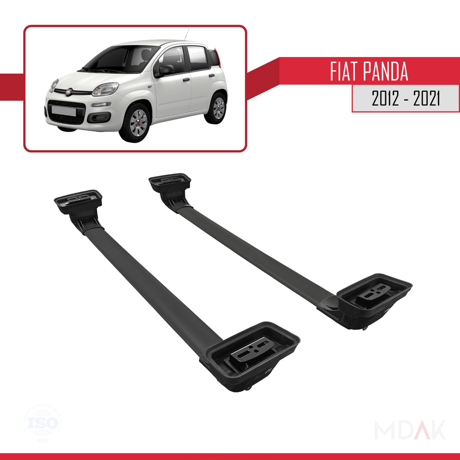 Fiat Panda (319) 2012-2021 Arası ile Uyumlu ACE-3 Ara Atkı Tavan Barı Siyah 2 Adet - Görsel 5