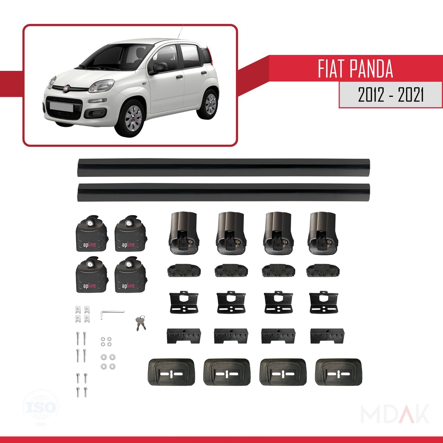 Fiat Panda (319) 2012-2021 Arası ile Uyumlu ACE-3 Ara Atkı Tavan Barı Siyah 2 Adet - Görsel 6