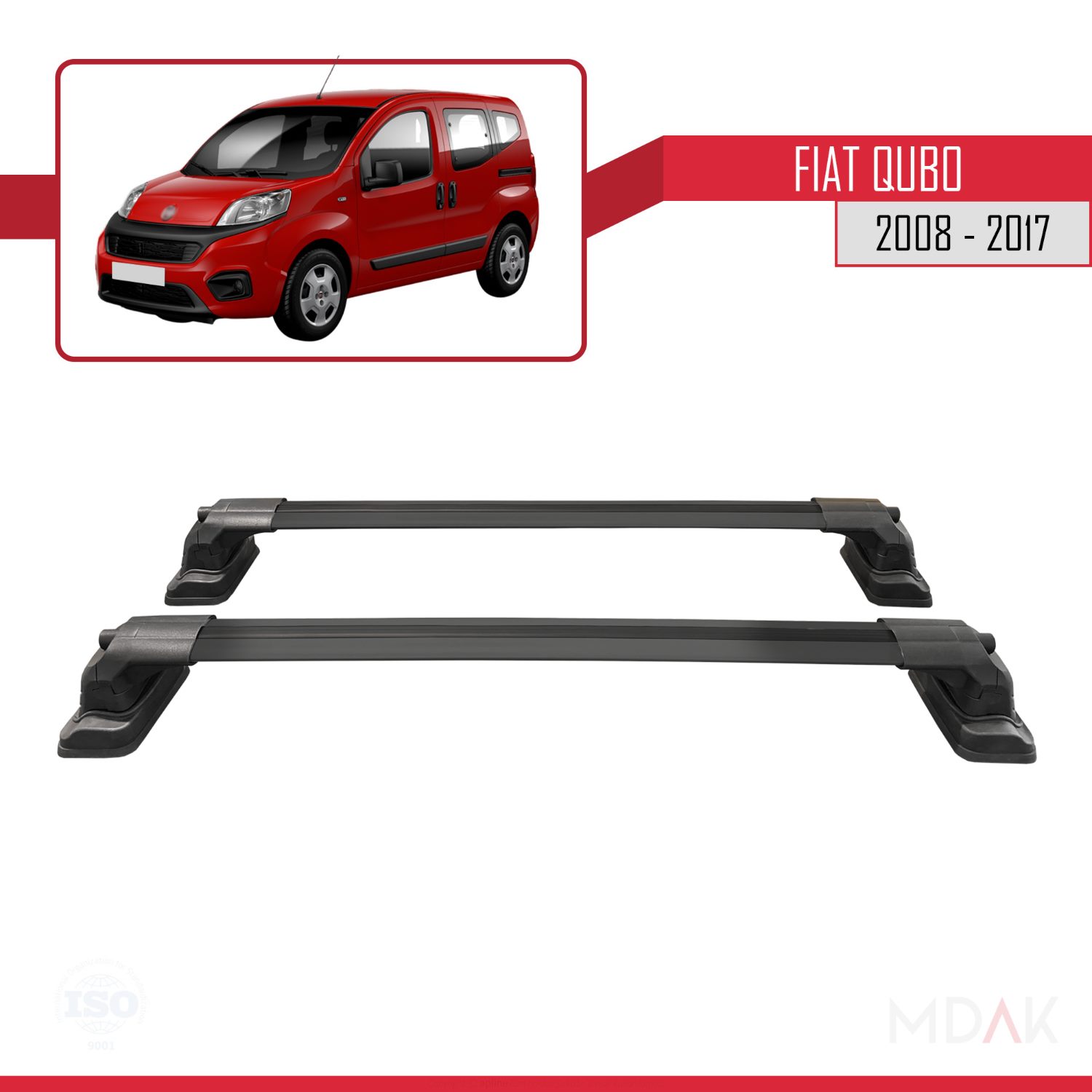 Fiat Qubo 2008-2017 Arası ile Uyumlu ACE-3 Ara Atkı Tavan Barı Siyah 2 Adet - Görsel 4