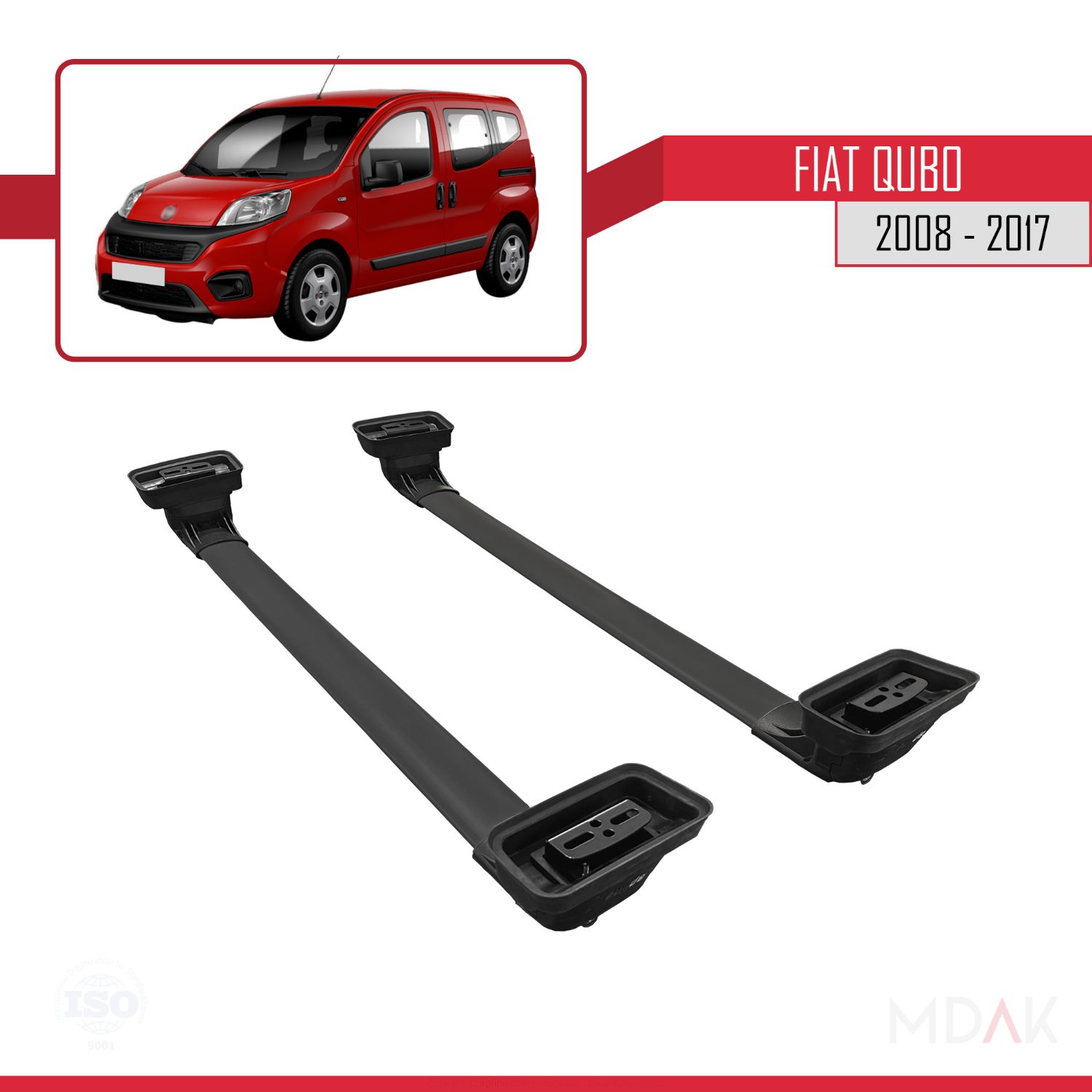 Fiat Qubo 2008-2017 Arası ile Uyumlu ACE-3 Ara Atkı Tavan Barı Siyah 2 Adet - Görsel 5