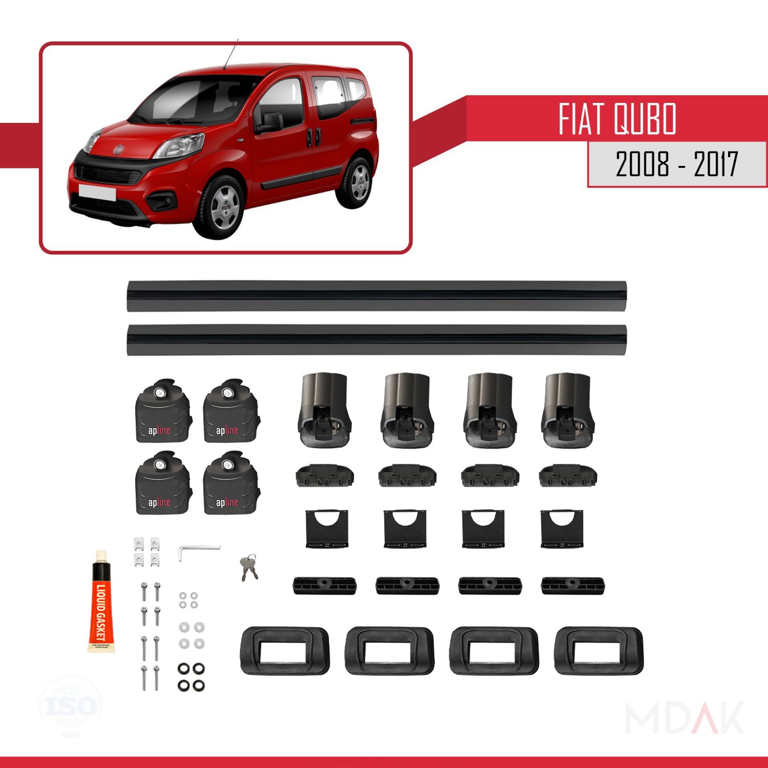 Fiat Qubo 2008-2017 Arası ile Uyumlu ACE-3 Ara Atkı Tavan Barı Siyah 2 Adet - Görsel 6