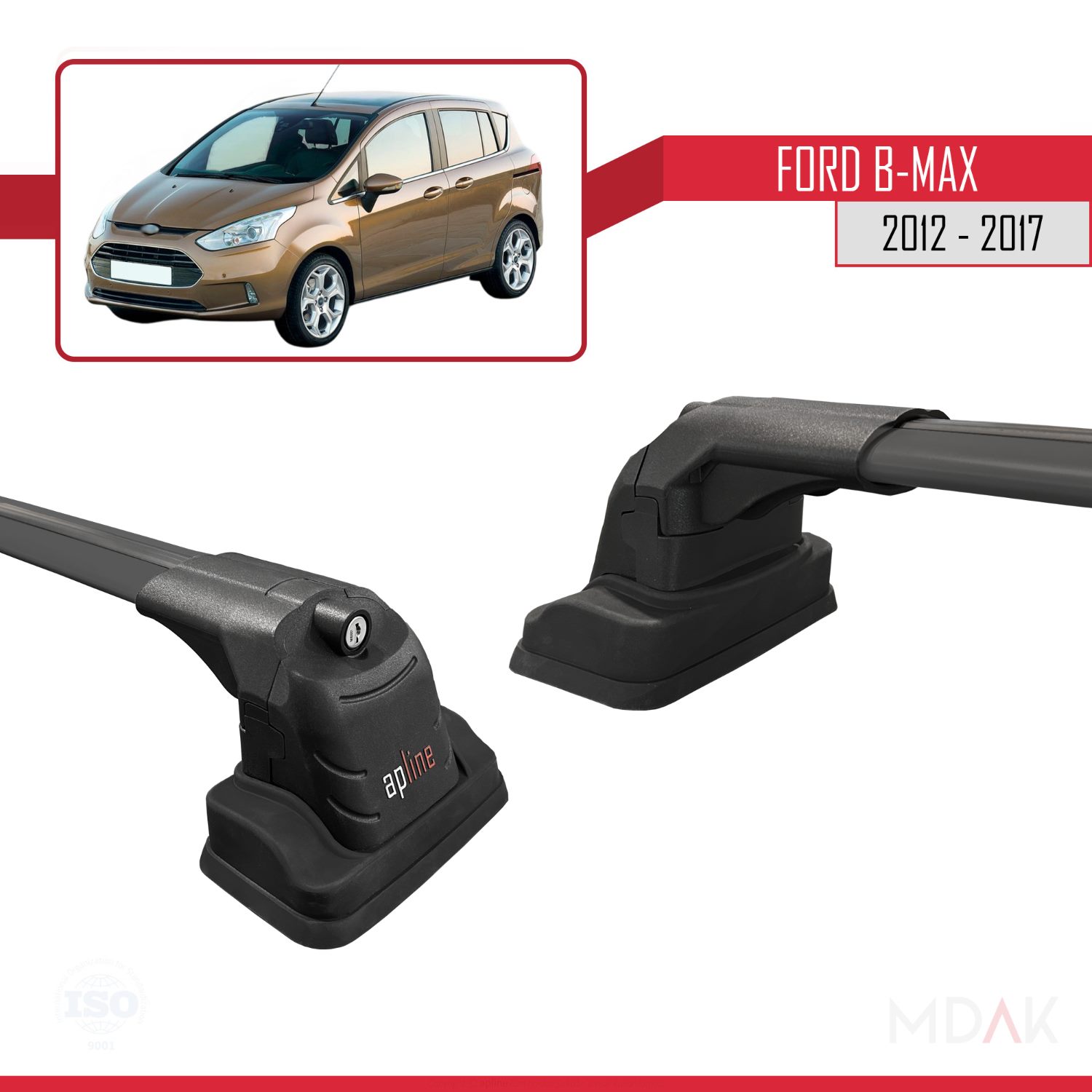 Ford B-Max (B232) 2012-2017 Arası ile Uyumlu ACE-3 Ara Atkı Tavan Barı Siyah 2 Adet - Görsel 3