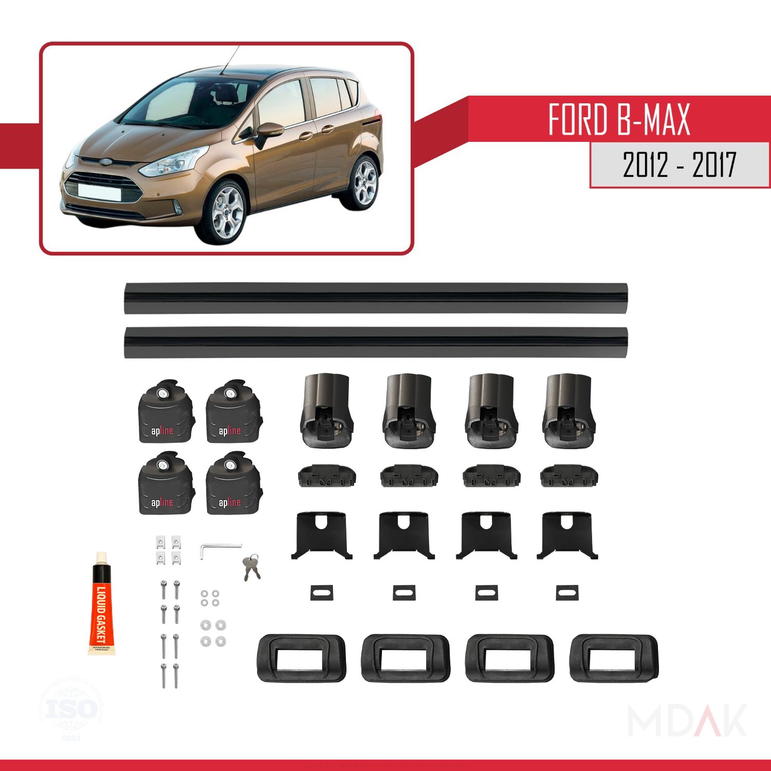 Ford B-Max (B232) 2012-2017 Arası ile Uyumlu ACE-3 Ara Atkı Tavan Barı Siyah 2 Adet - Görsel 6