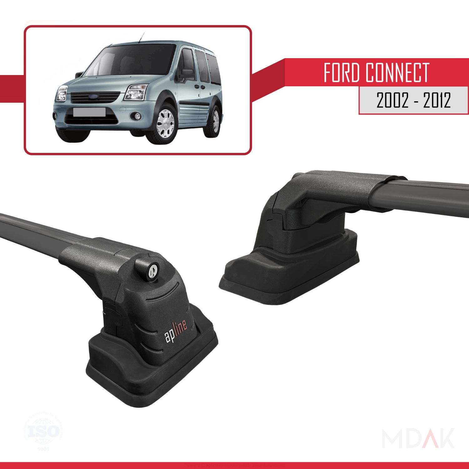 Ford Connect 2002-2012 Arası ile Uyumlu ACE-3 Ara Atkı Tavan Barı Siyah 2 Adet - Görsel 3