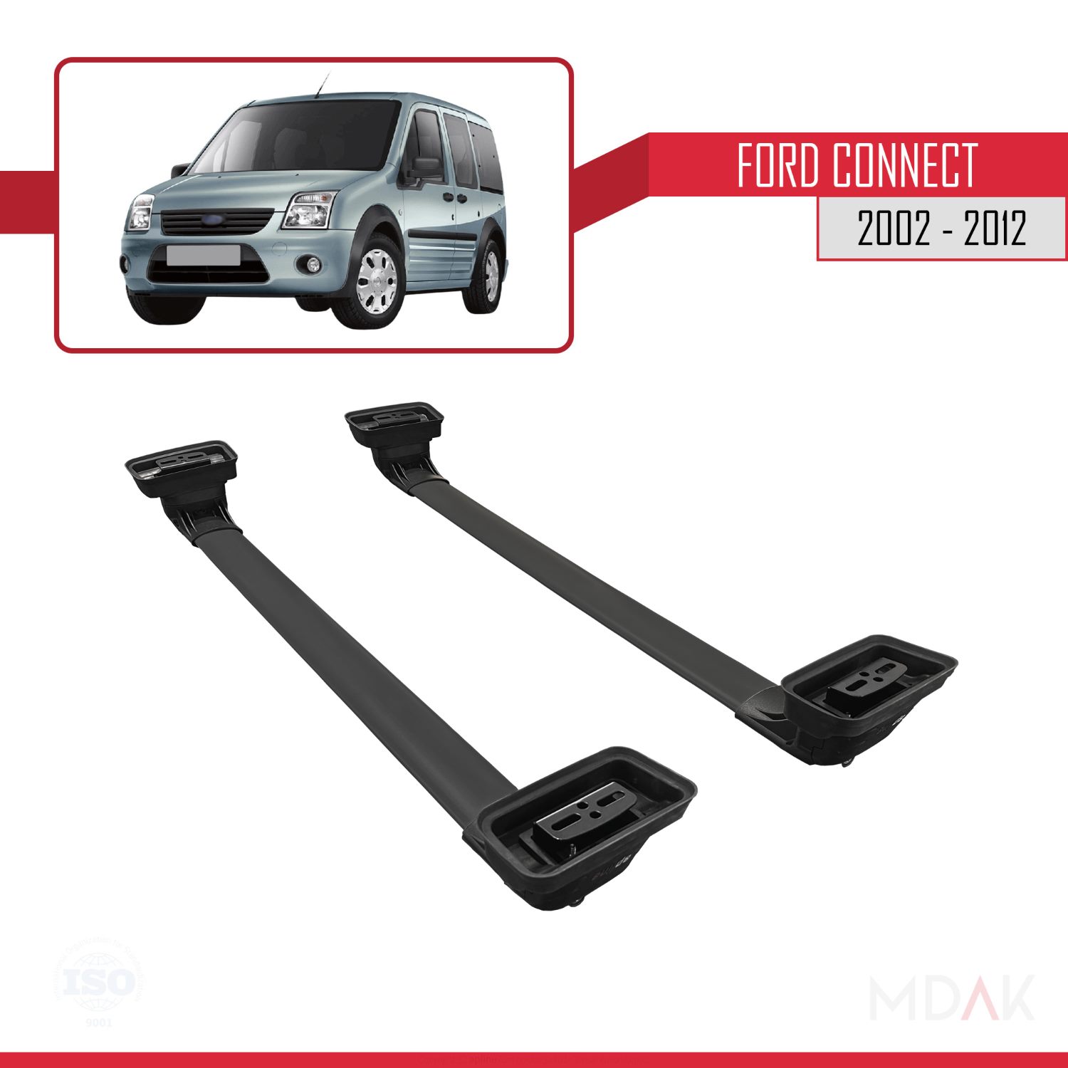 Ford Connect 2002-2012 Arası ile Uyumlu ACE-3 Ara Atkı Tavan Barı Siyah 2 Adet - Görsel 5