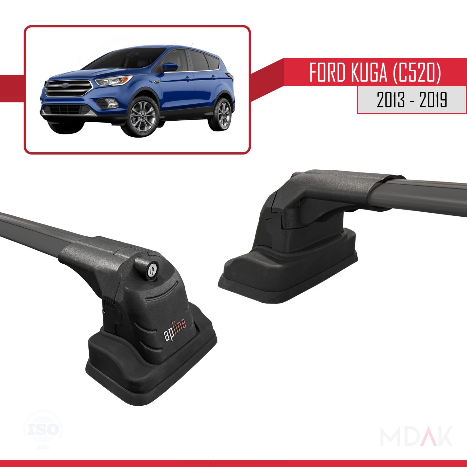 Ford Kuga (C520) 2013-2019 Arası ile Uyumlu ACE-3 Ara Atkı Tavan Barı Siyah 2 Adet - Görsel 3