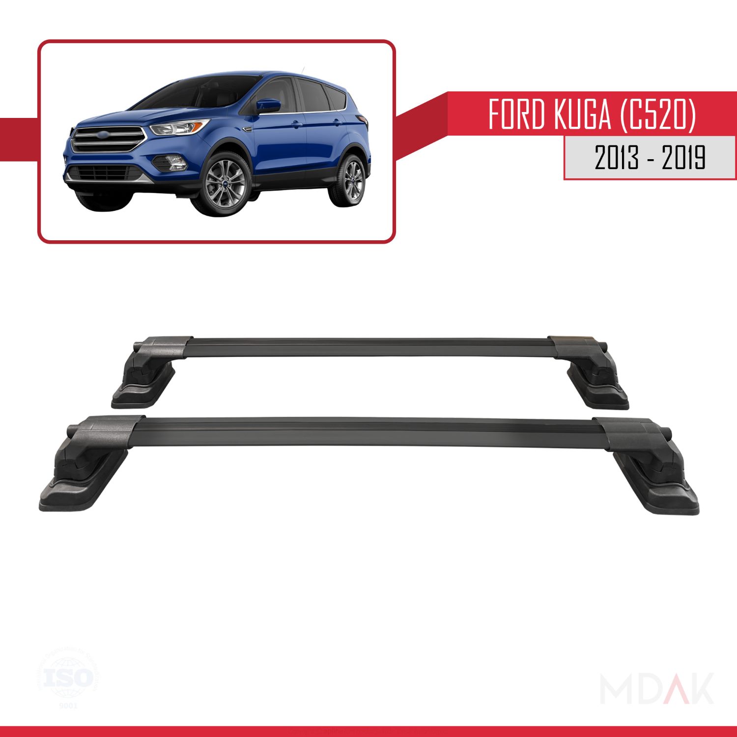 Ford Kuga (C520) 2013-2019 Arası ile Uyumlu ACE-3 Ara Atkı Tavan Barı Siyah 2 Adet - Görsel 4