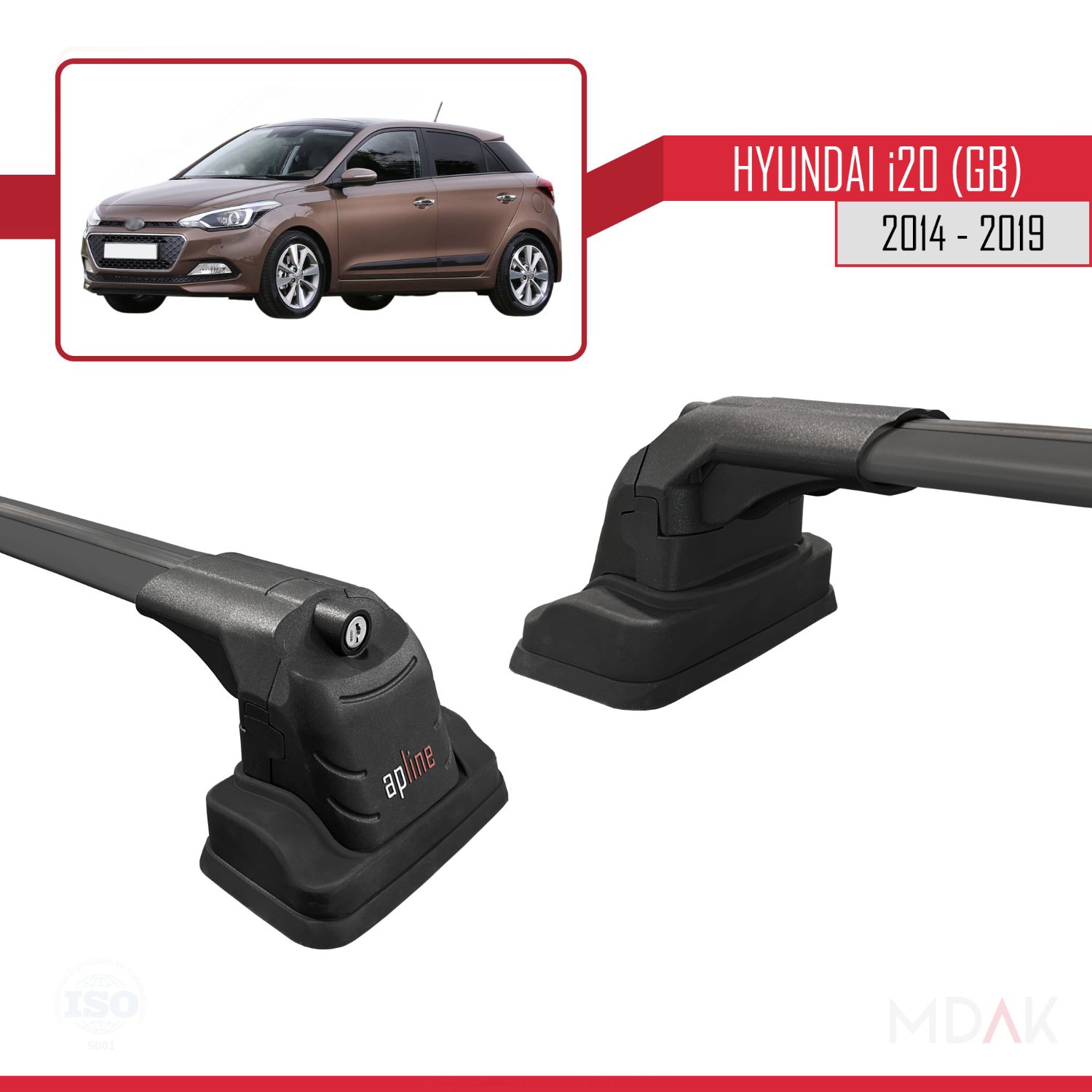 Hyundai i20 (GB) 2014-2019 Arası ile Uyumlu ACE-3 Ara Atkı Tavan Barı Siyah 2 Adet - Görsel 4