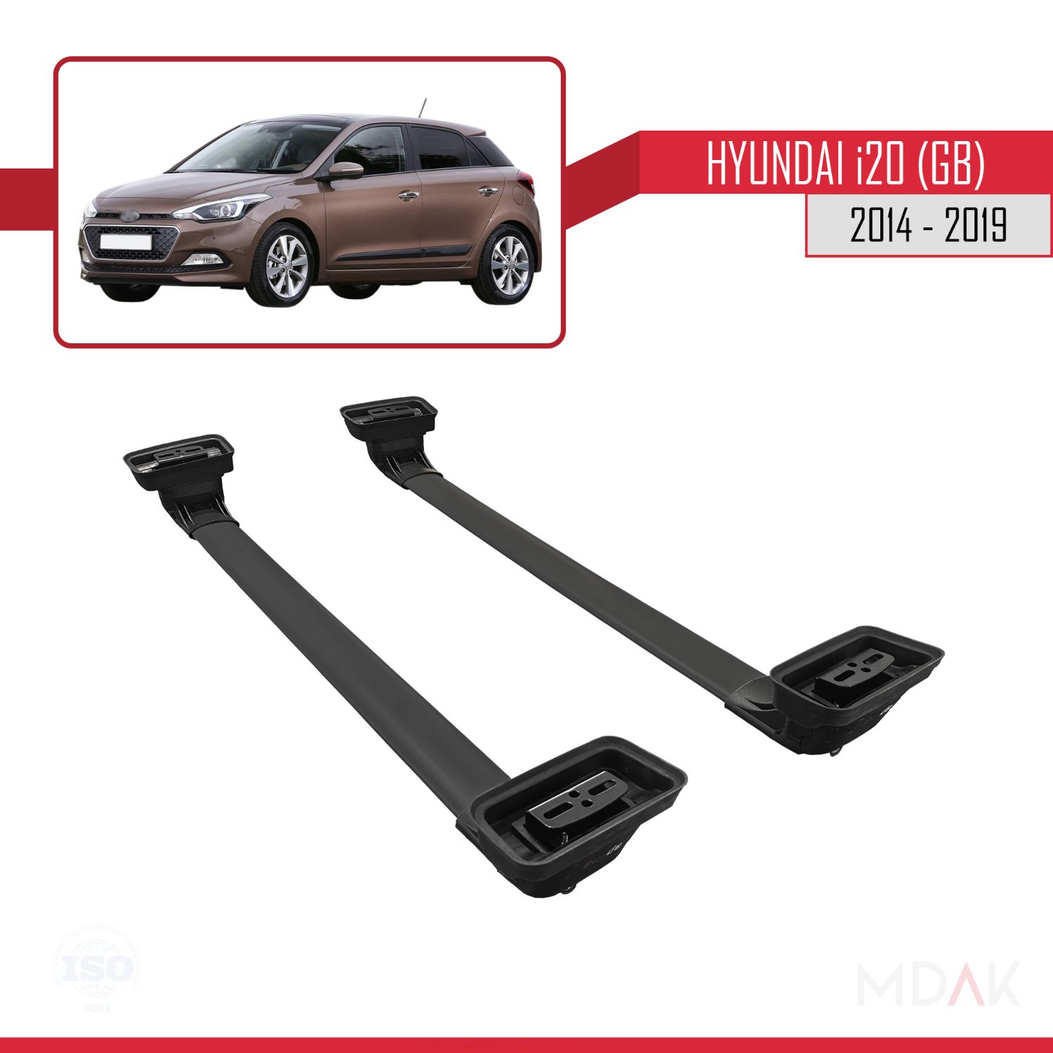 Hyundai i20 (GB) 2014-2019 Arası ile Uyumlu ACE-3 Ara Atkı Tavan Barı Siyah 2 Adet - Görsel 6