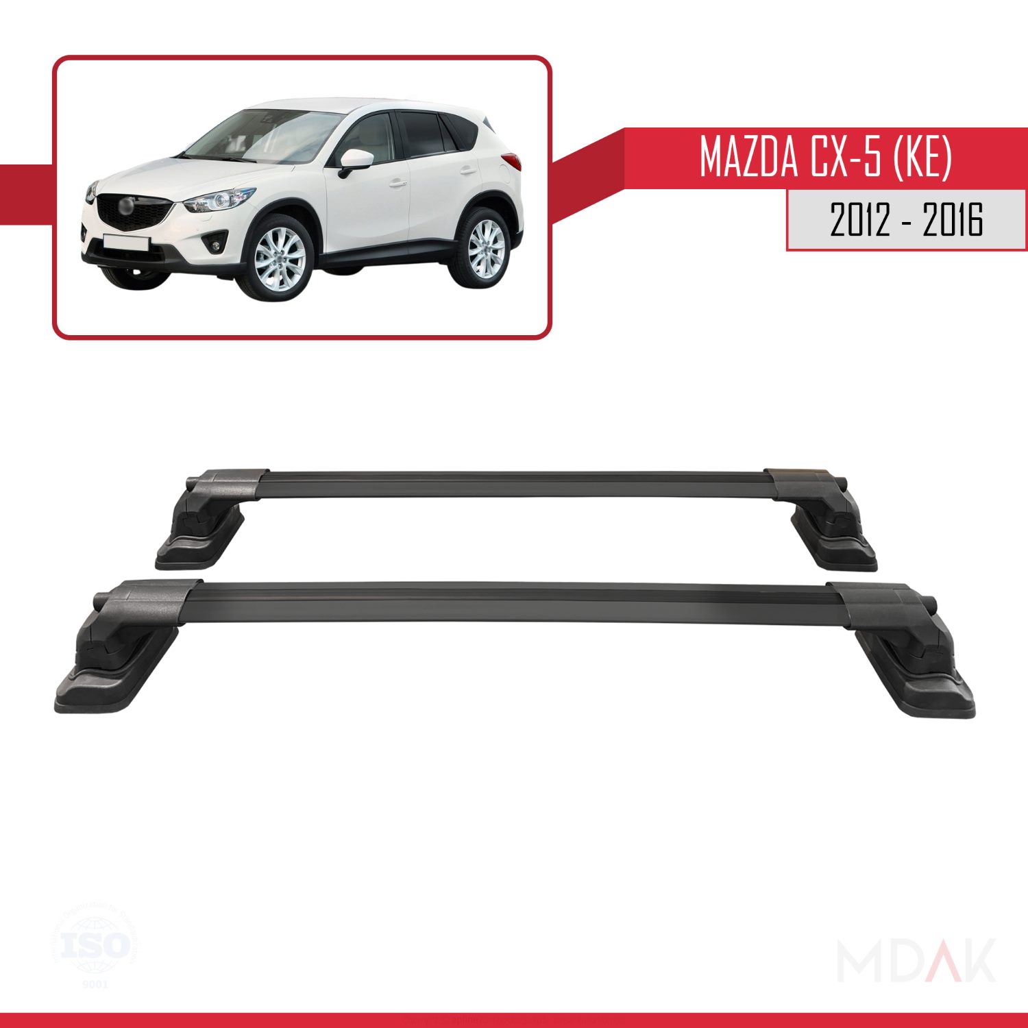 Mazda CX-5 (KE) 2012-2016 Arası ile Uyumlu ACE-3 Ara Atkı Tavan Barı Siyah 2 Adet - Görsel 4