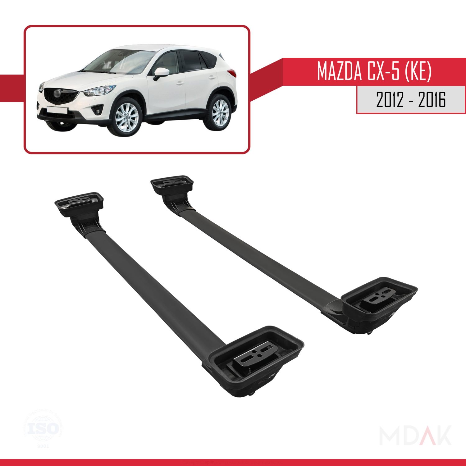 Mazda CX-5 (KE) 2012-2016 Arası ile Uyumlu ACE-3 Ara Atkı Tavan Barı Siyah 2 Adet - Görsel 5