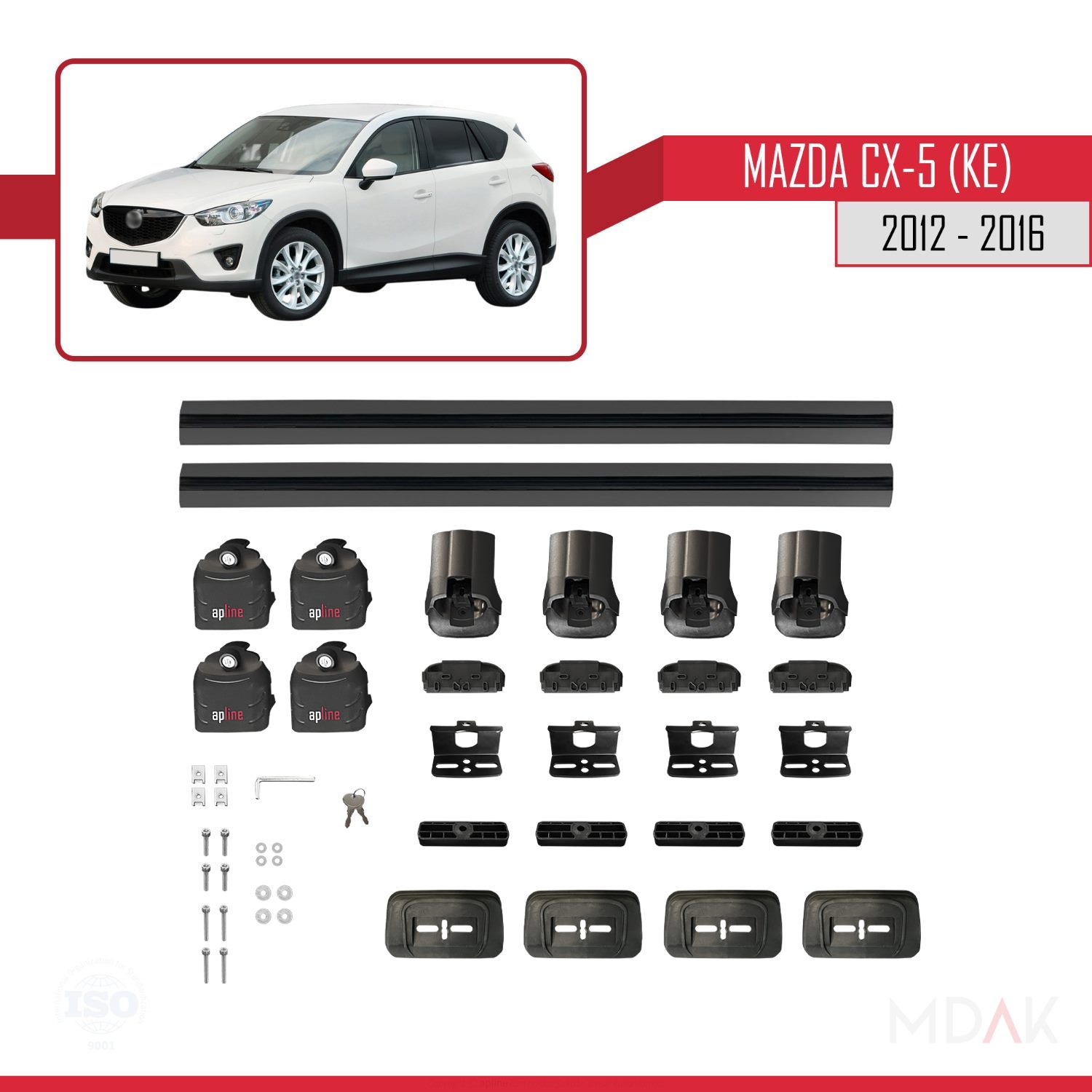 Mazda CX-5 (KE) 2012-2016 Arası ile Uyumlu ACE-3 Ara Atkı Tavan Barı Siyah 2 Adet - Görsel 6