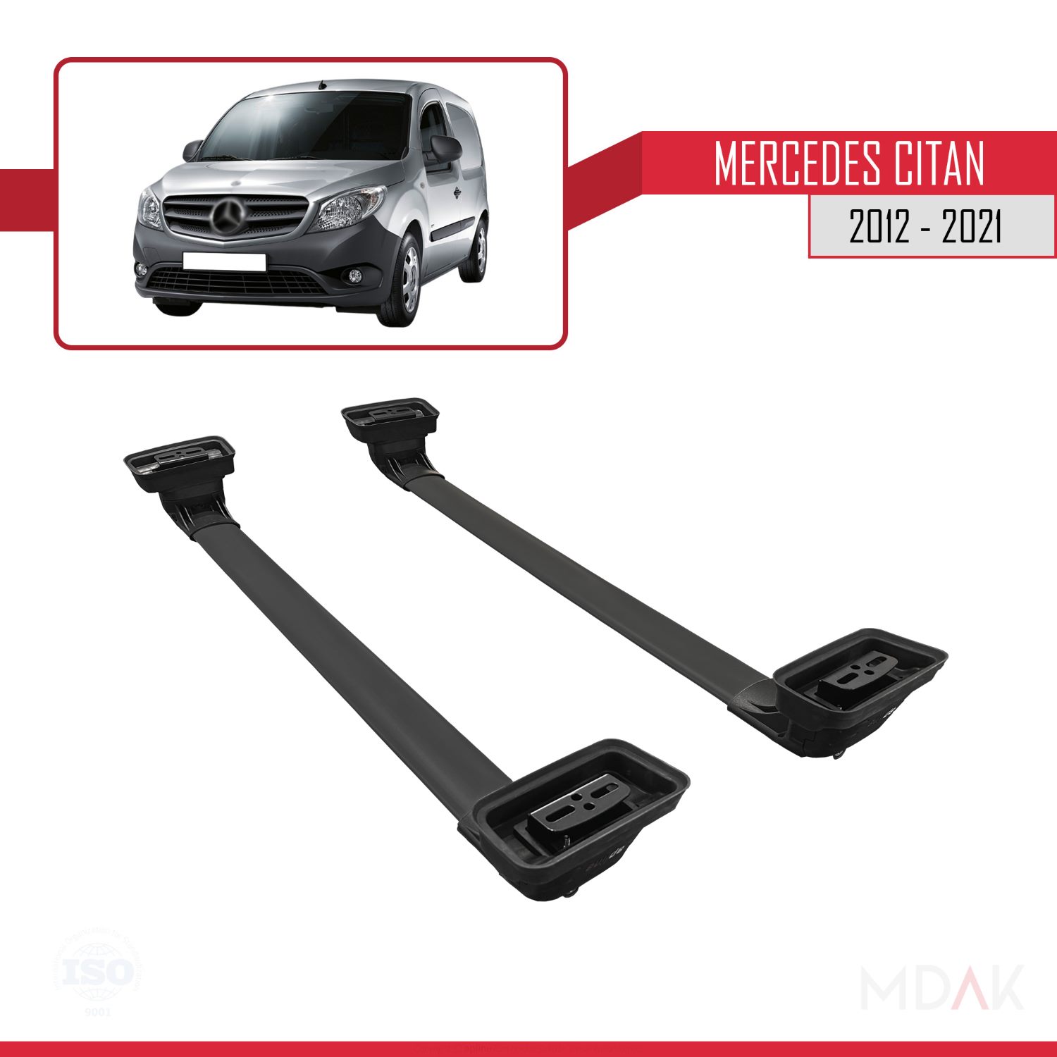 Mercedes Benz Citan 2012-2021 Arası ile Uyumlu ACE-3 Ara Atkı Tavan Barı Siyah 2 Adet - Görsel 5