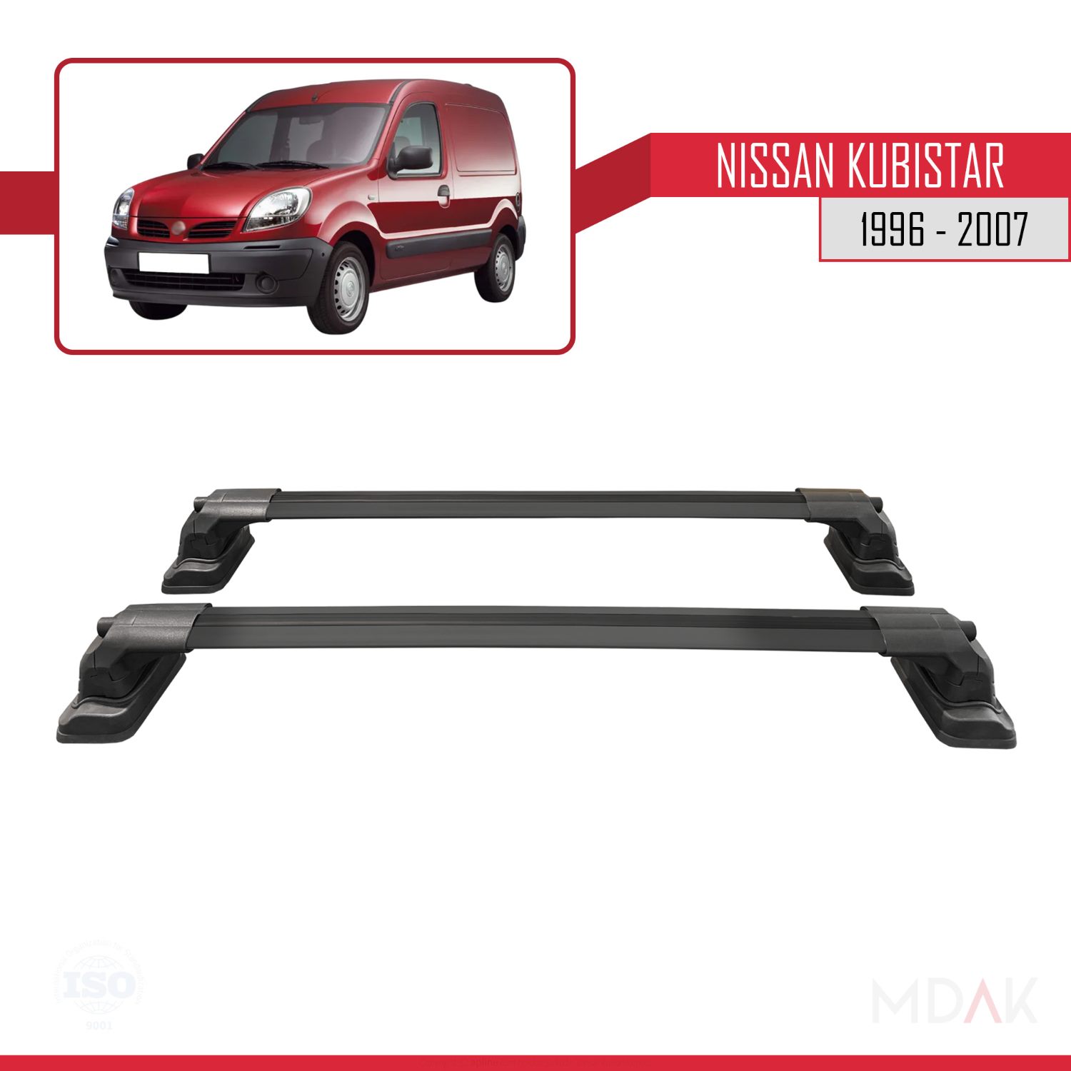 Nissan Kubistar 1996-2007 Arası ile Uyumlu ACE-3 Ara Atkı Tavan Barı Siyah 2 Adet - Görsel 4