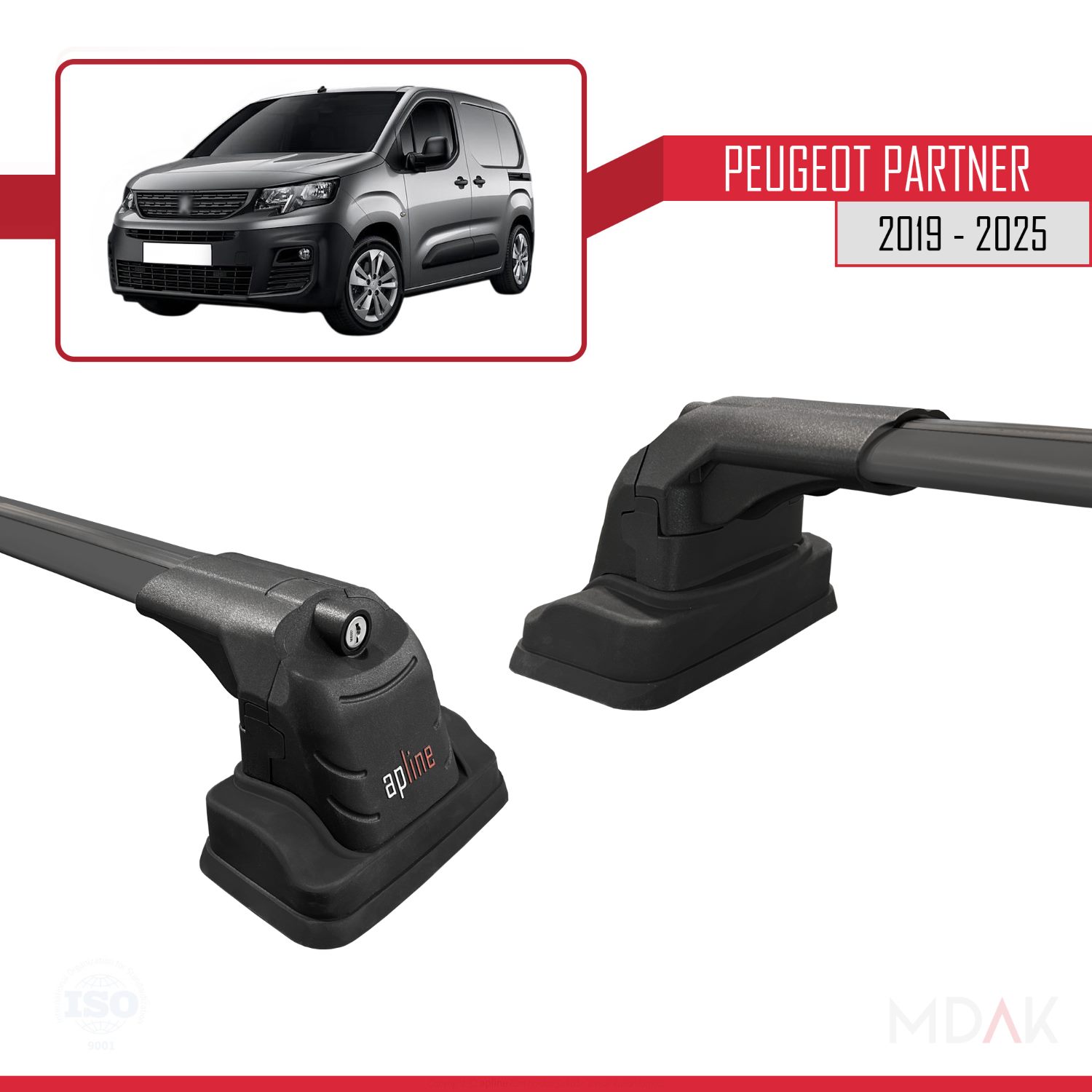 Peugeot Partner 2019-2025 Arası ile Uyumlu ACE-3 Ara Atkı Tavan Barı Siyah 2 Adet - Görsel 3