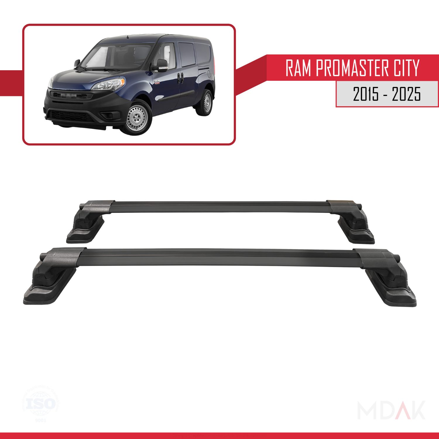 Ram Promaster City 2015-2025 Arası ile Uyumlu ACE-3 Ara Atkı Tavan Barı Siyah 2 Adet - Görsel 4