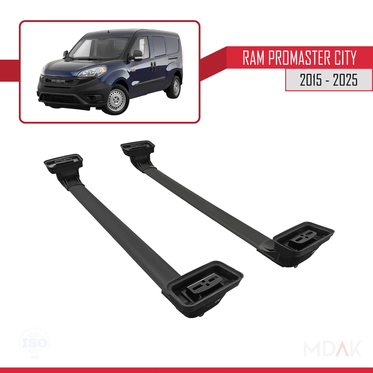 Ram Promaster City 2015-2025 Arası ile Uyumlu ACE-3 Ara Atkı Tavan Barı Siyah 2 Adet - Görsel 5