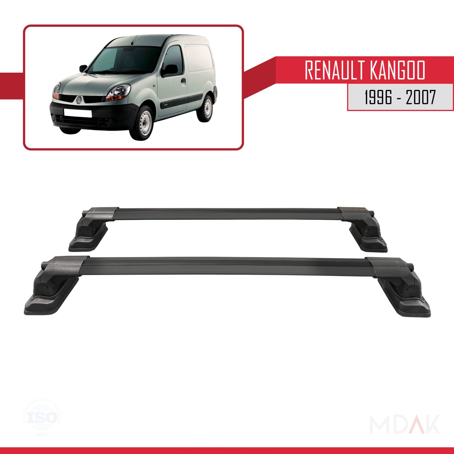 Renault Kangoo 1996-2007 Arası ile Uyumlu ACE-3 Ara Atkı Tavan Barı Siyah 2 Adet - Görsel 4