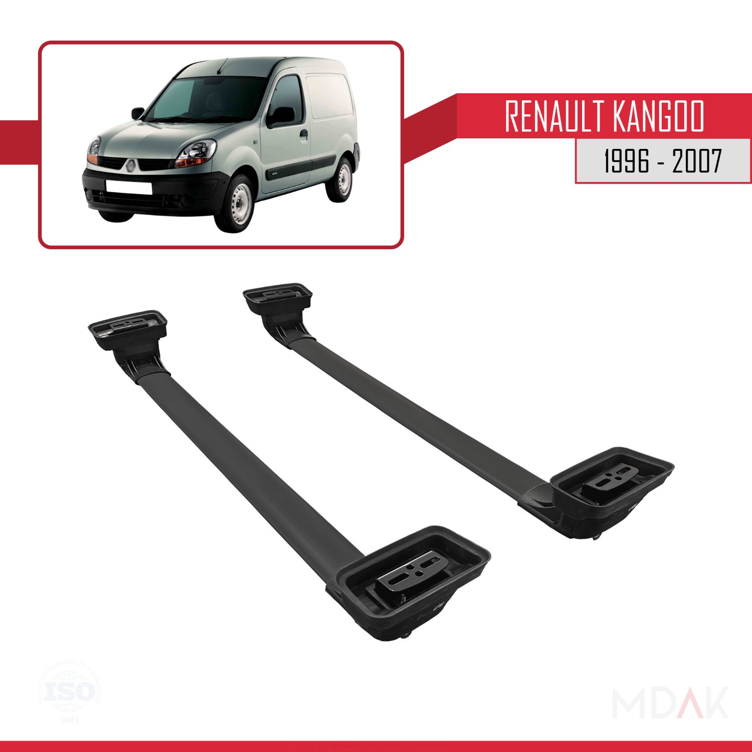 Renault Kangoo 1996-2007 Arası ile Uyumlu ACE-3 Ara Atkı Tavan Barı Siyah 2 Adet - Görsel 5