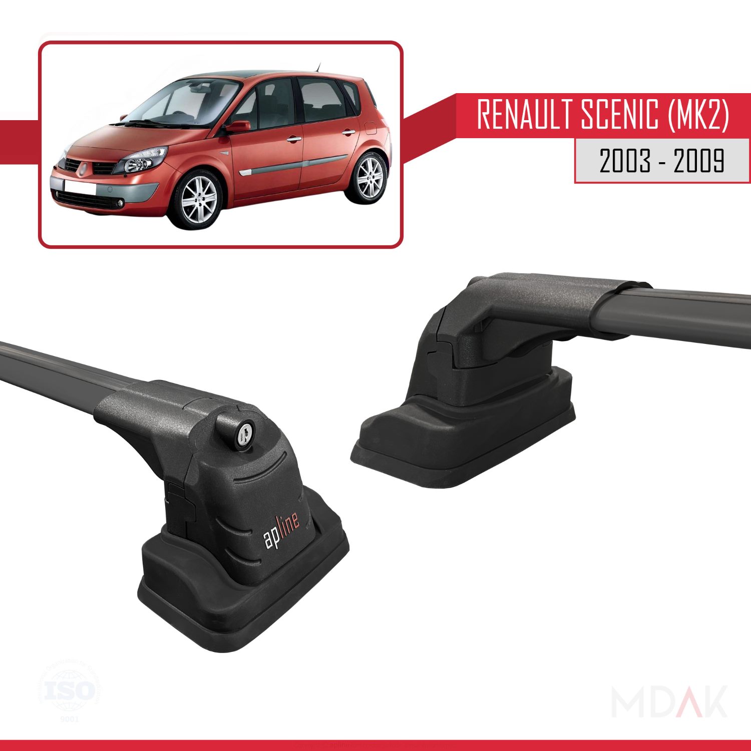 Renault Scenic (MK2) 2003-2009 Arası ile Uyumlu ACE-3 Ara Atkı Tavan Barı Siyah 2 Adet - Görsel 4