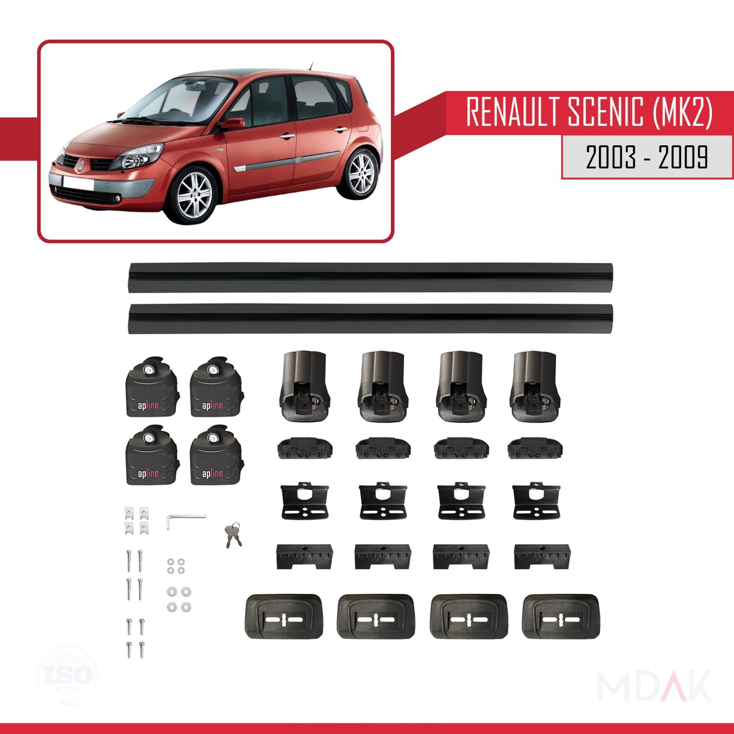 Renault Scenic (MK2) 2003-2009 Arası ile Uyumlu ACE-3 Ara Atkı Tavan Barı Siyah 2 Adet - Görsel 7