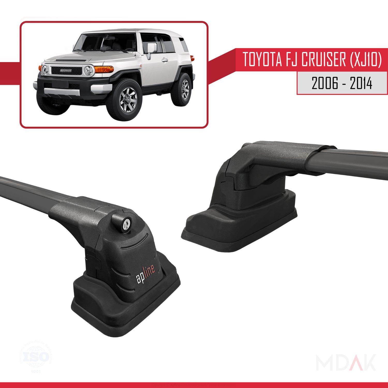 Toyota FJ Cruiser (XJ10) 2006-2014 Arası ile Uyumlu ACE-3 Ara Atkı Tavan Barı Siyah 2 Adet - Görsel 3