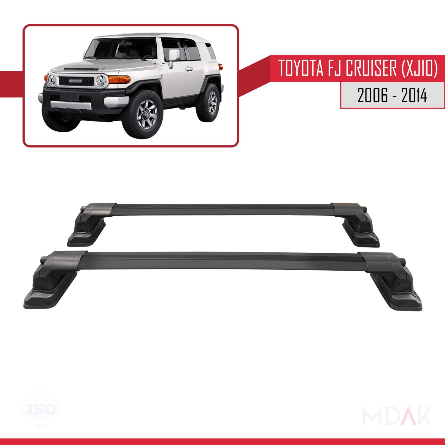Toyota FJ Cruiser (XJ10) 2006-2014 Arası ile Uyumlu ACE-3 Ara Atkı Tavan Barı Siyah 2 Adet - Görsel 4