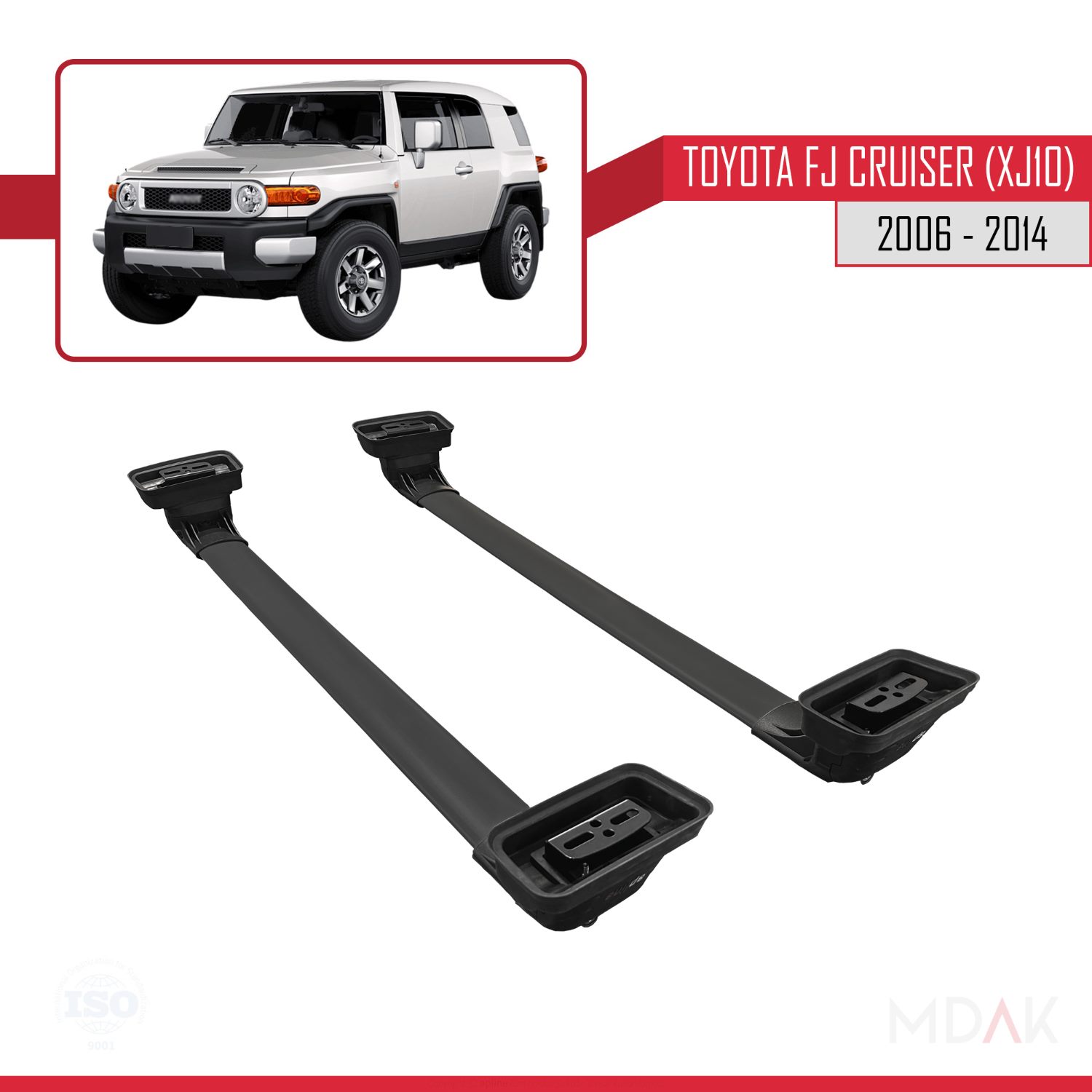 Toyota FJ Cruiser (XJ10) 2006-2014 Arası ile Uyumlu ACE-3 Ara Atkı Tavan Barı Siyah 2 Adet - Görsel 5