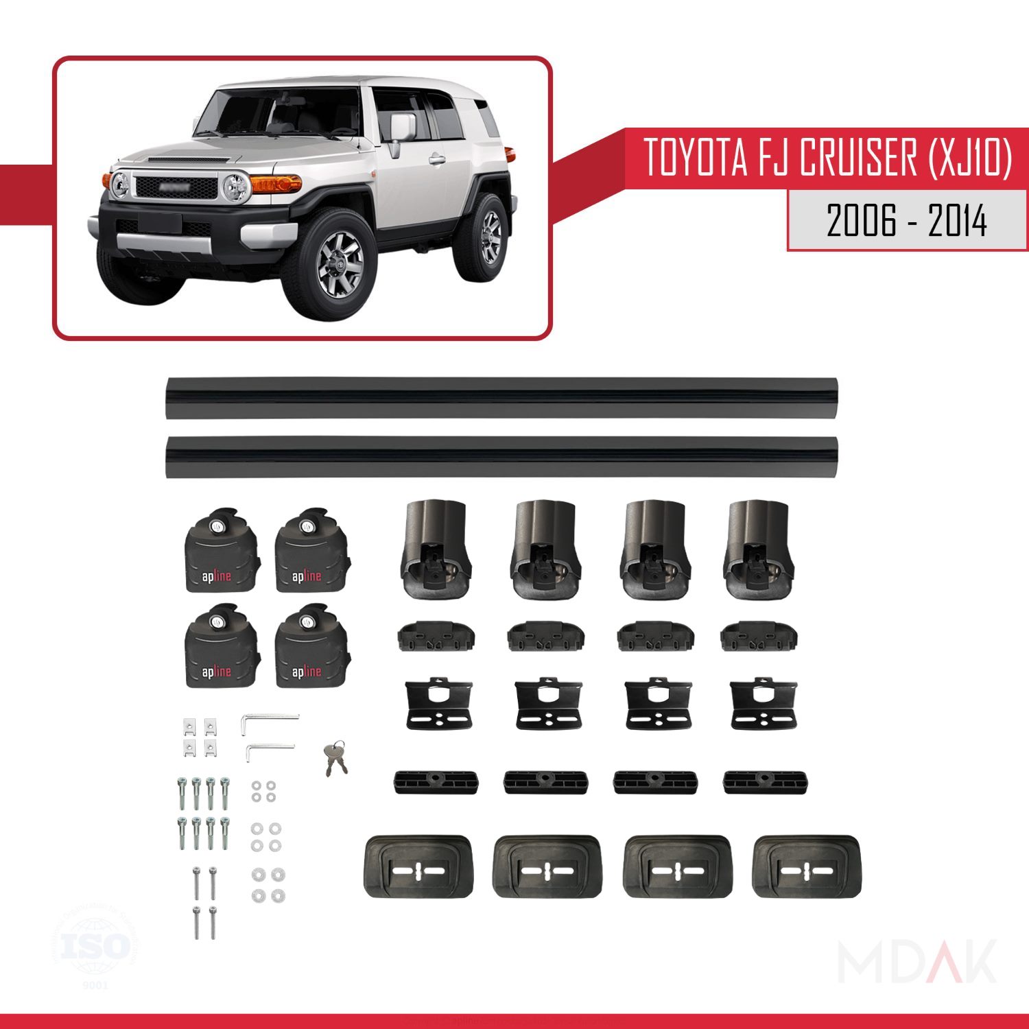 Toyota FJ Cruiser (XJ10) 2006-2014 Arası ile Uyumlu ACE-3 Ara Atkı Tavan Barı Siyah 2 Adet - Görsel 6