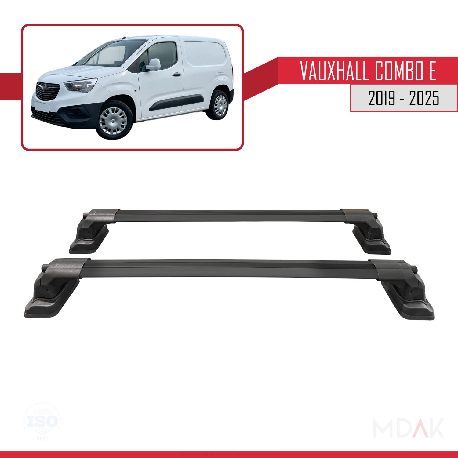 Vauxhall Combo E 2019-2025 Arası ile Uyumlu ACE-3 Ara Atkı Tavan Barı Siyah 2 Adet - Görsel 4