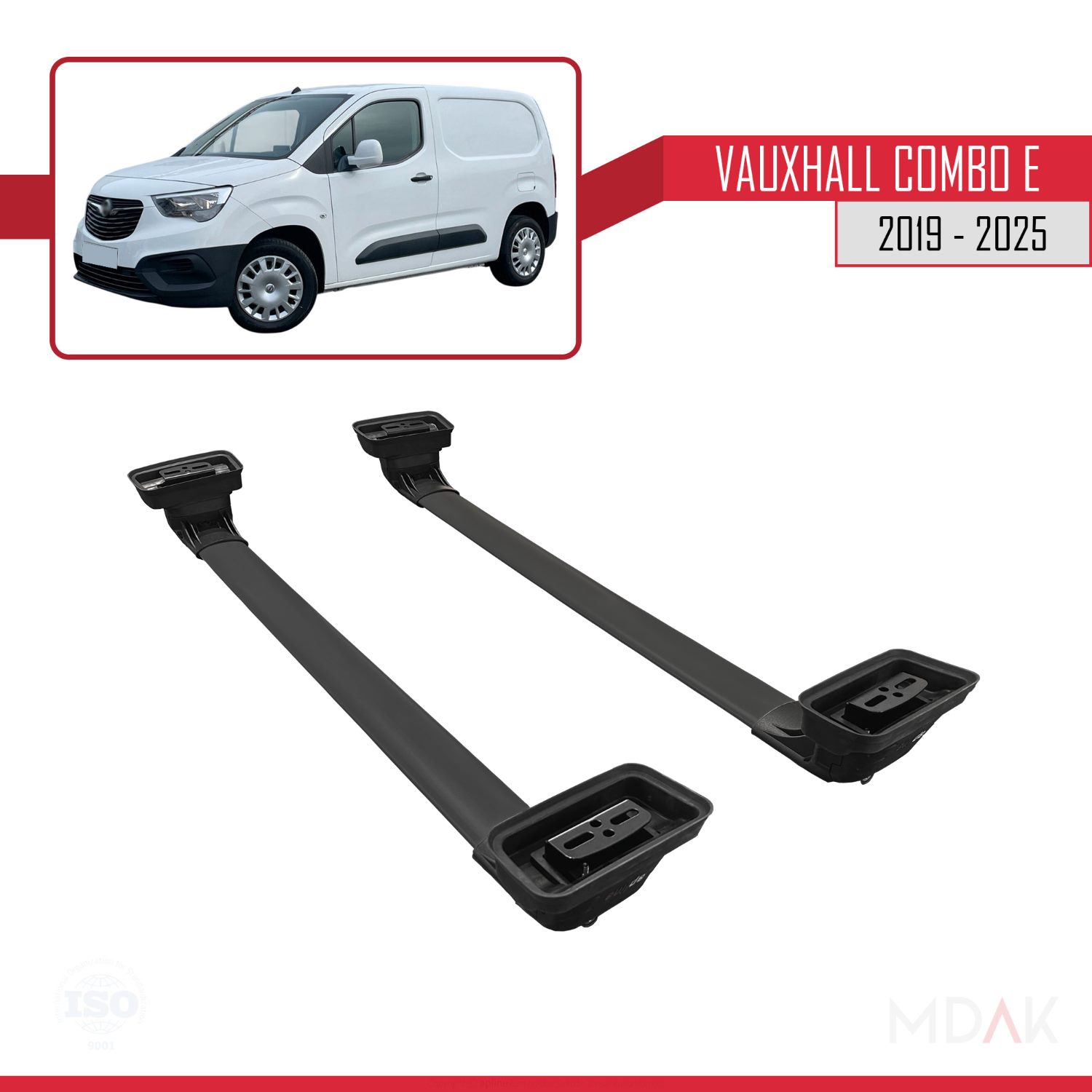 Vauxhall Combo E 2019-2025 Arası ile Uyumlu ACE-3 Ara Atkı Tavan Barı Siyah 2 Adet - Görsel 5
