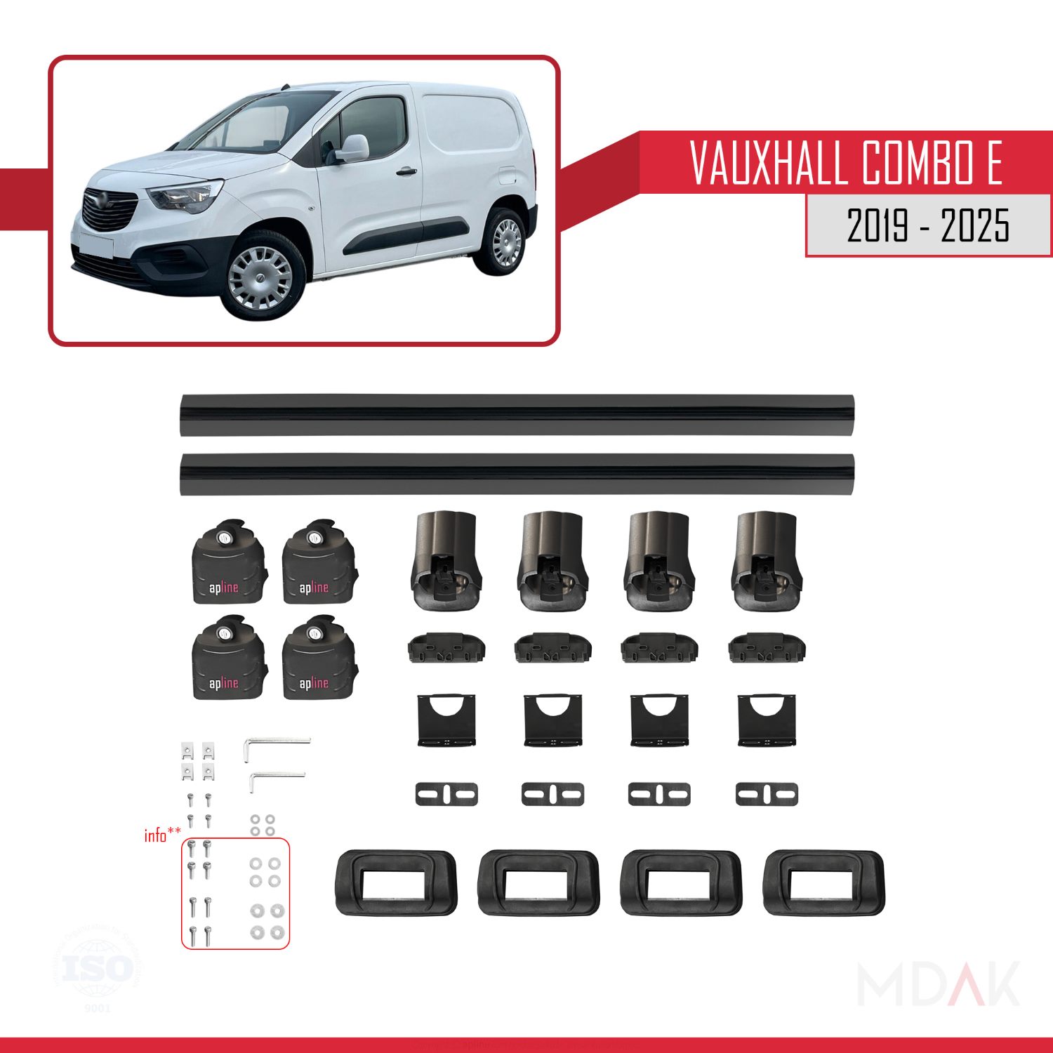 Vauxhall Combo E 2019-2025 Arası ile Uyumlu ACE-3 Ara Atkı Tavan Barı Siyah 2 Adet - Görsel 6