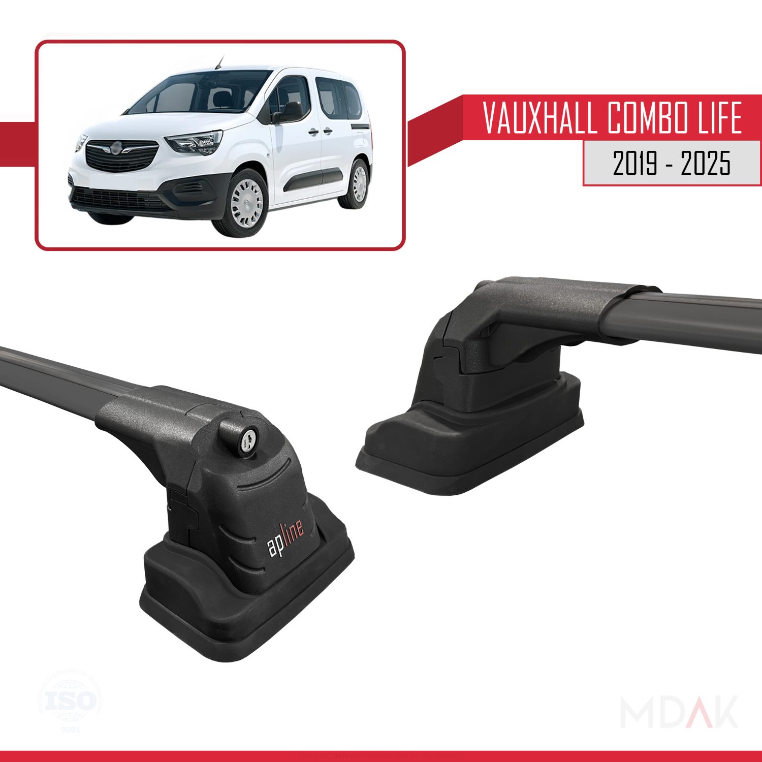 Vauxhall Combo Life 2019-2025 Arası ile Uyumlu ACE-3 Ara Atkı Tavan Barı Siyah 2 Adet - Görsel 3