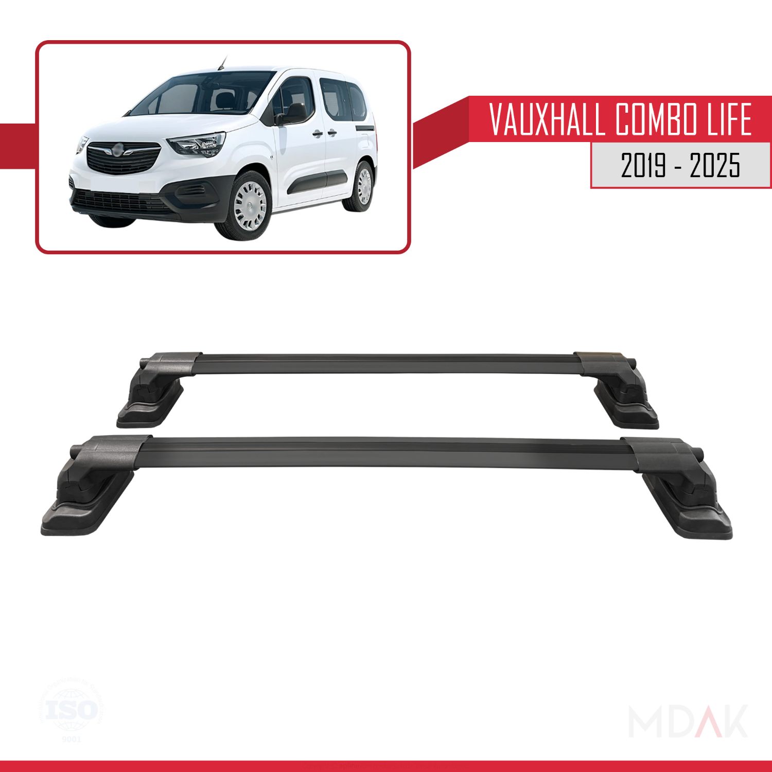 Vauxhall Combo Life 2019-2025 Arası ile Uyumlu ACE-3 Ara Atkı Tavan Barı Siyah 2 Adet - Görsel 4