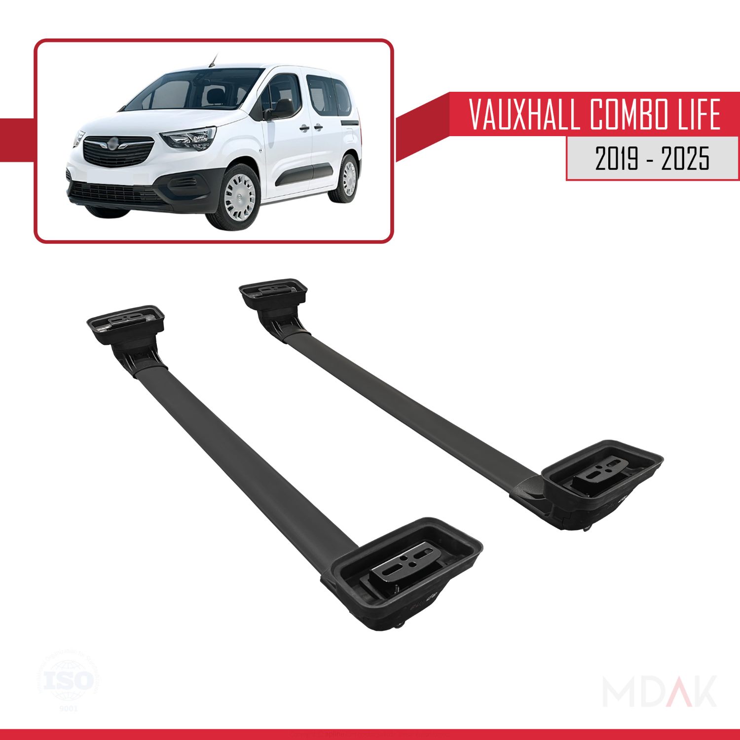 Vauxhall Combo Life 2019-2025 Arası ile Uyumlu ACE-3 Ara Atkı Tavan Barı Siyah 2 Adet - Görsel 5