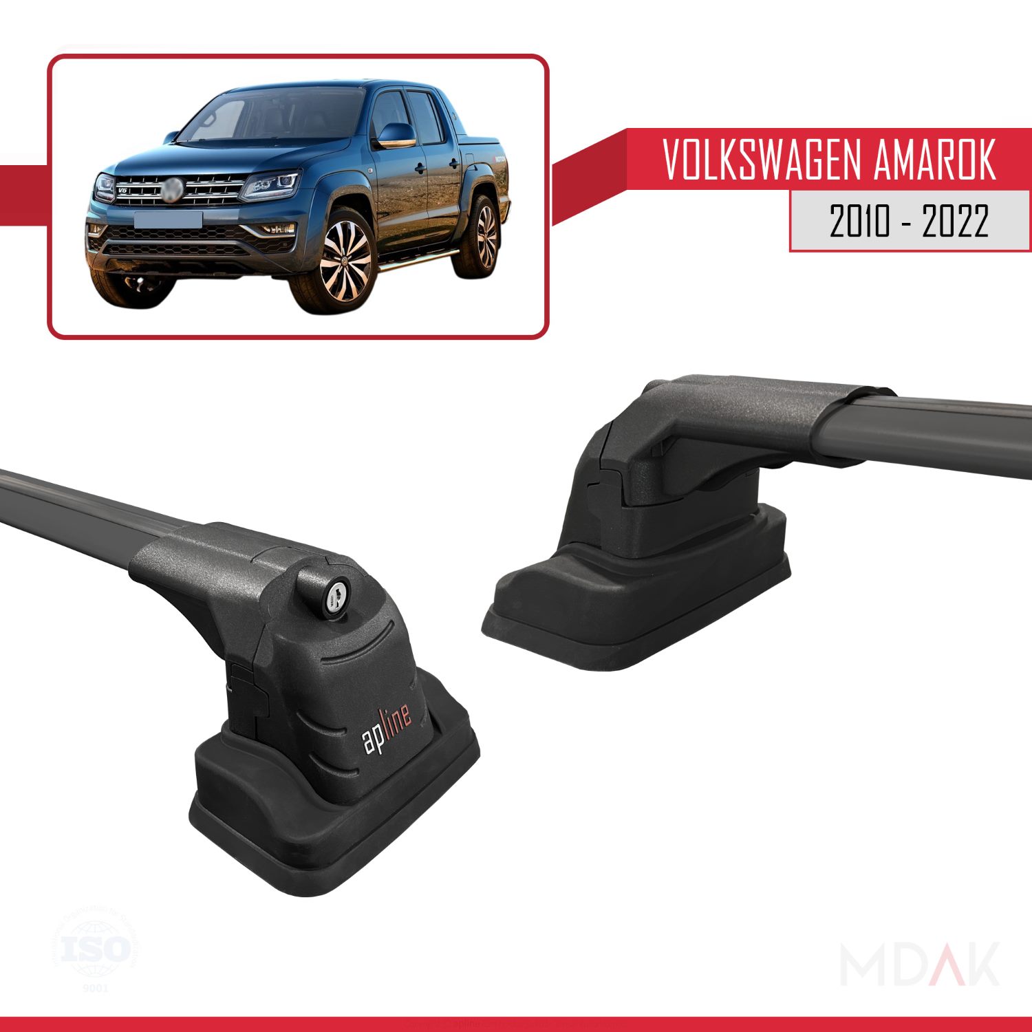 Volkswagen Amarok 2010-2022 Arası ile Uyumlu ACE-3 Ara Atkı Tavan Barı Siyah 2 Adet - Görsel 3