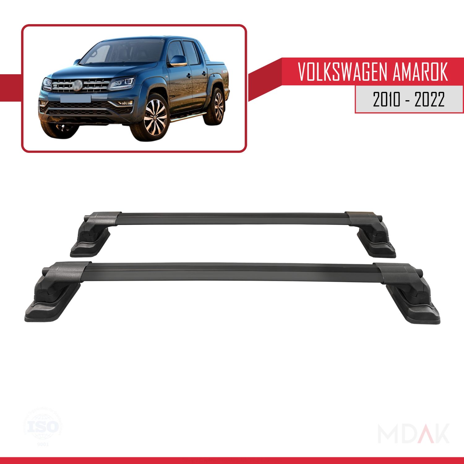 Volkswagen Amarok 2010-2022 Arası ile Uyumlu ACE-3 Ara Atkı Tavan Barı Siyah 2 Adet - Görsel 4