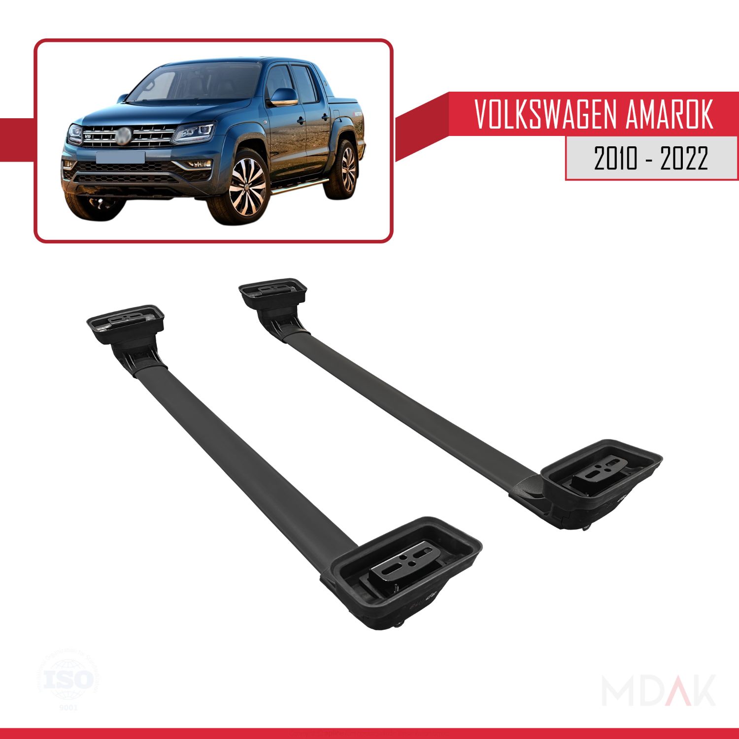 Volkswagen Amarok 2010-2022 Arası ile Uyumlu ACE-3 Ara Atkı Tavan Barı Siyah 2 Adet - Görsel 5