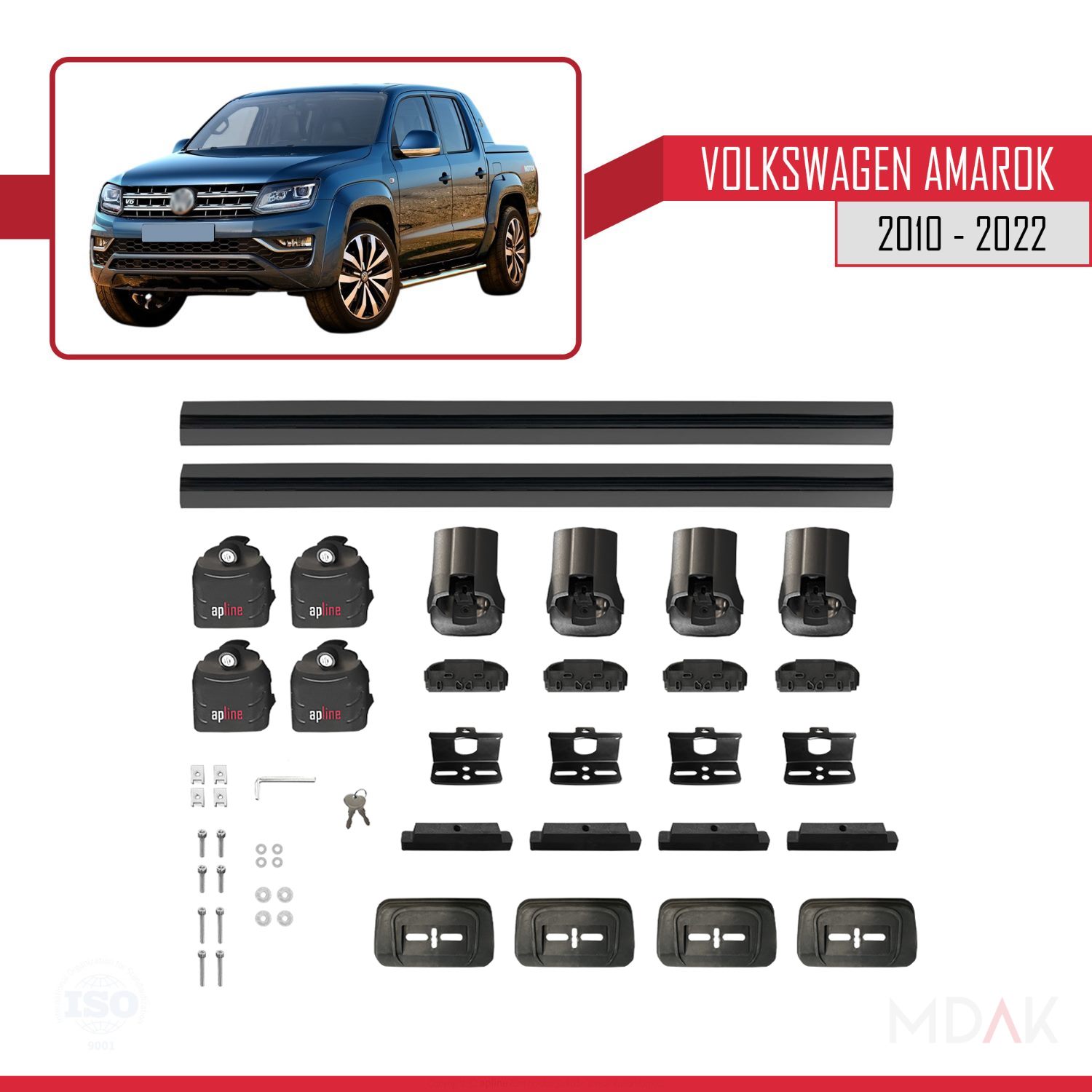 Volkswagen Amarok 2010-2022 Arası ile Uyumlu ACE-3 Ara Atkı Tavan Barı Siyah 2 Adet - Görsel 6