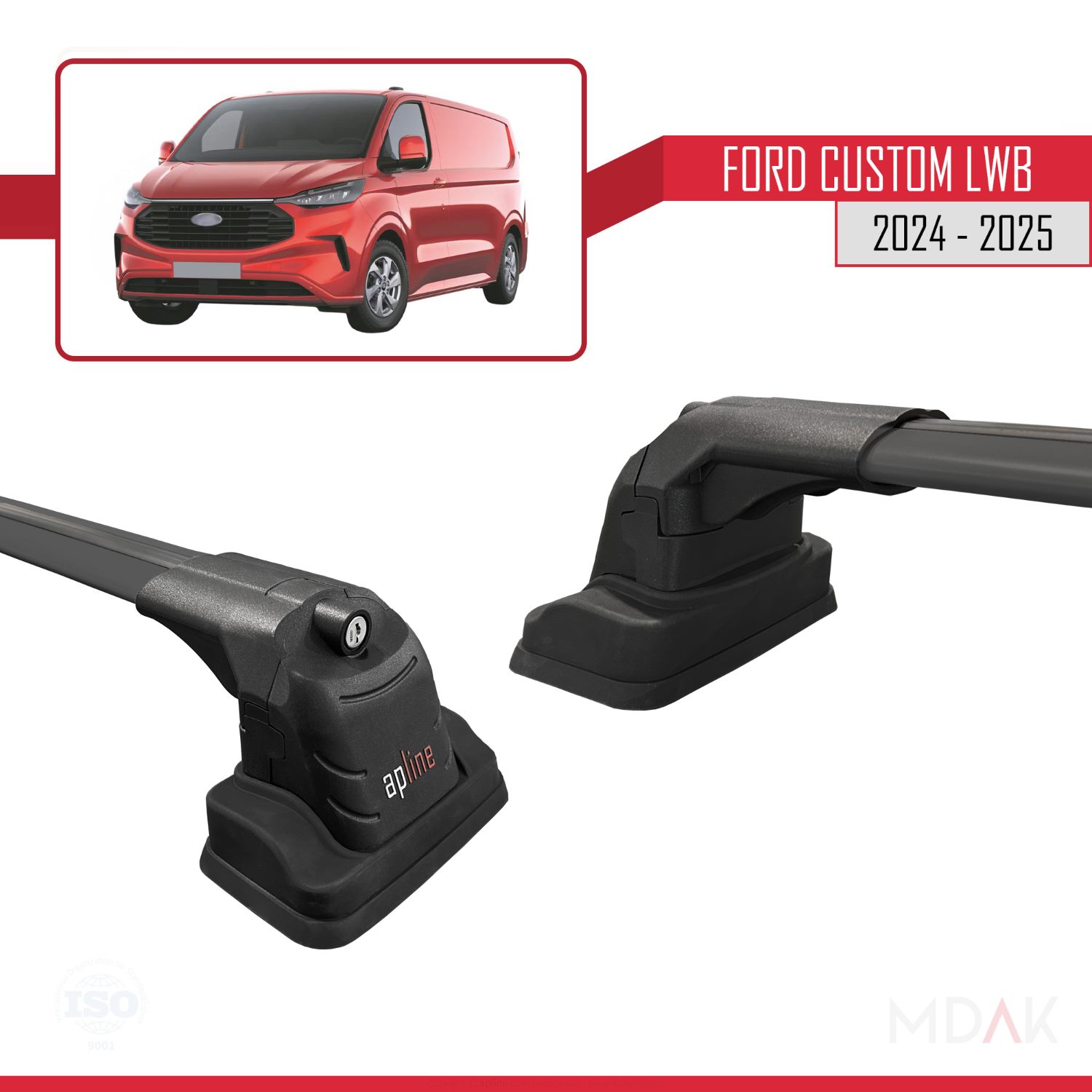 Ford Custom 2024-2025 Arası ile Uyumlu ACE-3 Ara Atkı Tavan Barı Siyah 2 Adet - Görsel 3