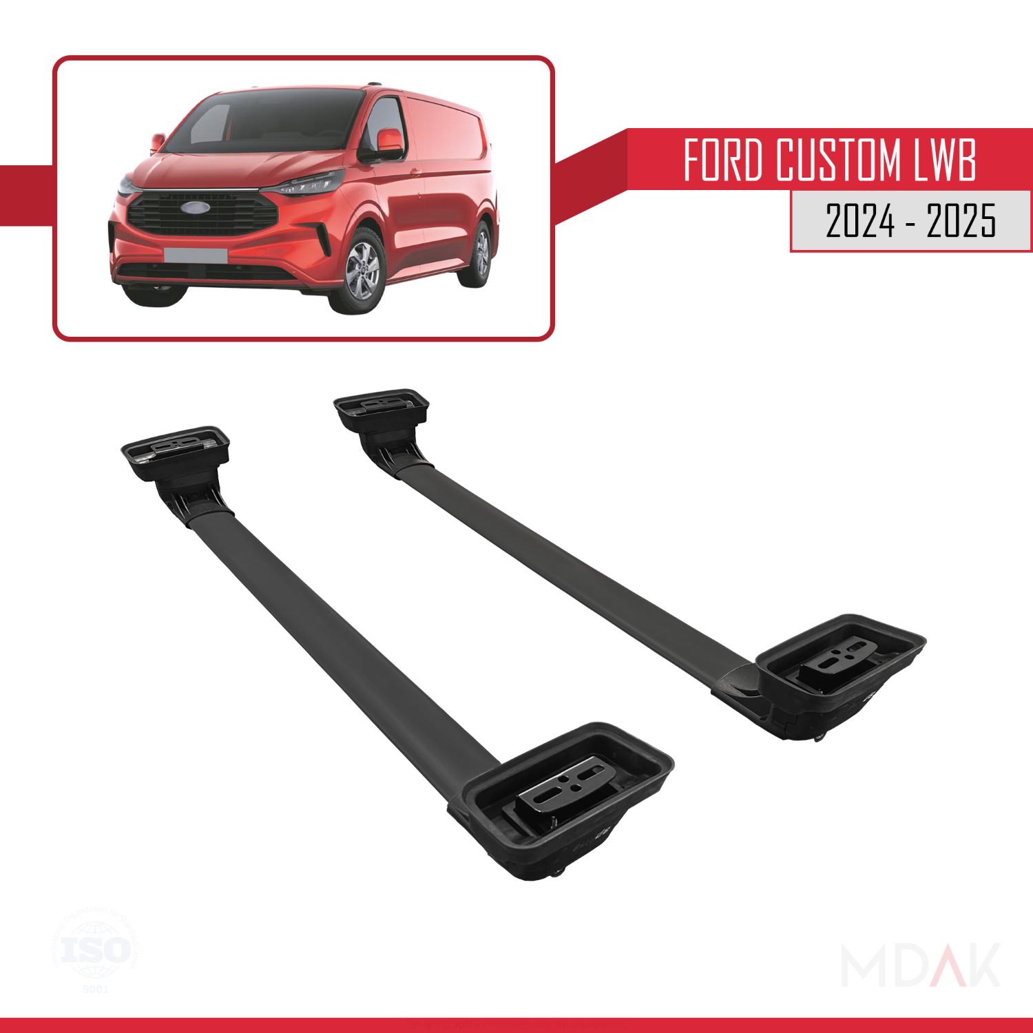 Ford Custom 2024-2025 Arası ile Uyumlu ACE-3 Ara Atkı Tavan Barı Siyah 2 Adet - Görsel 5